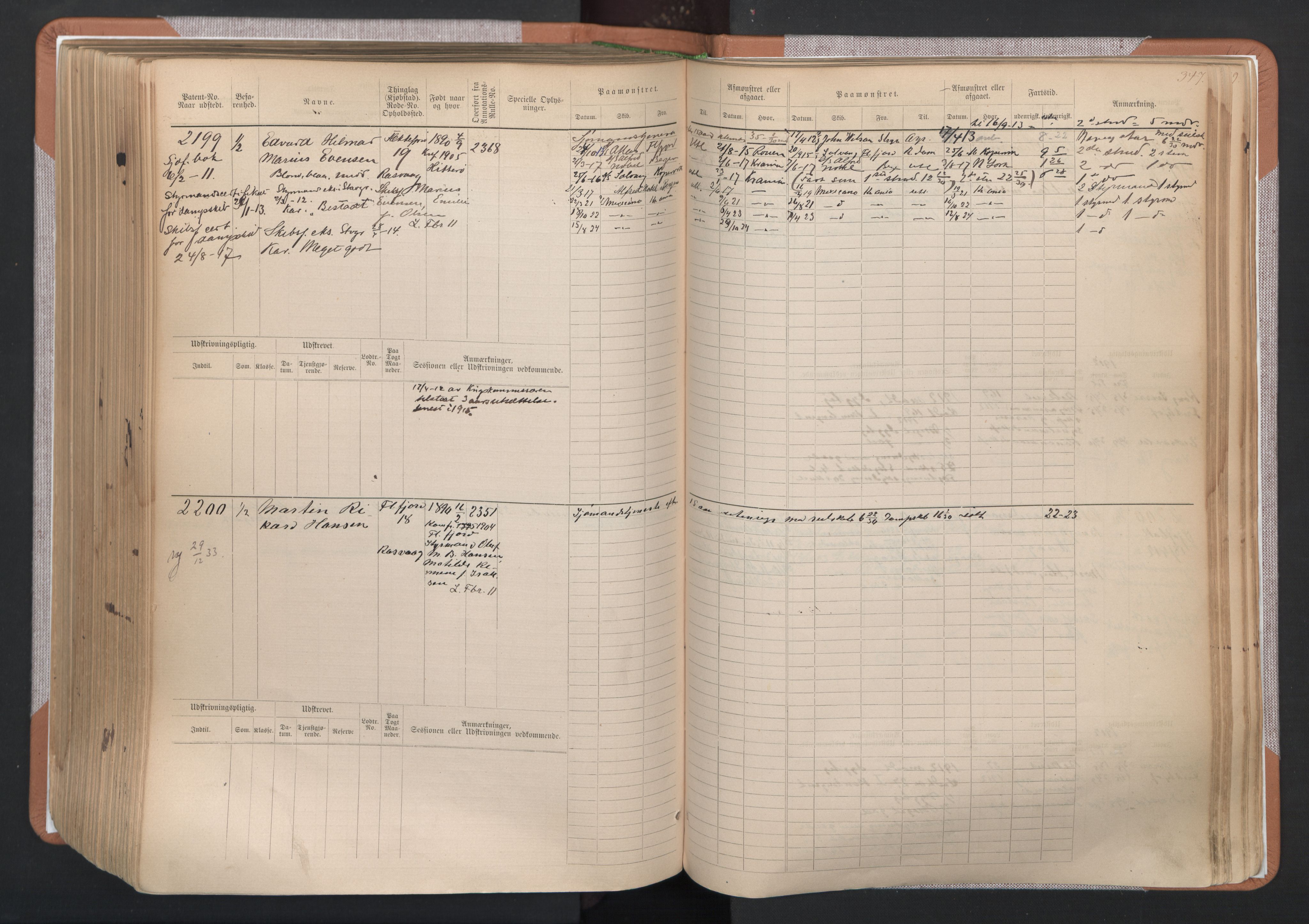 Flekkefjord mønstringskrets, AV/SAK-2031-0018/F/Fb/L0003: Hovedrulle nr 1515-2326, N-6, 1885-1934, s. 349