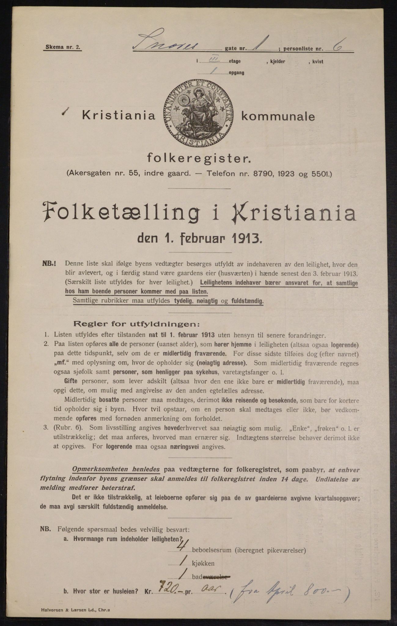 OBA, Kommunal folketelling 1.2.1913 for Kristiania, 1913, s. 98128