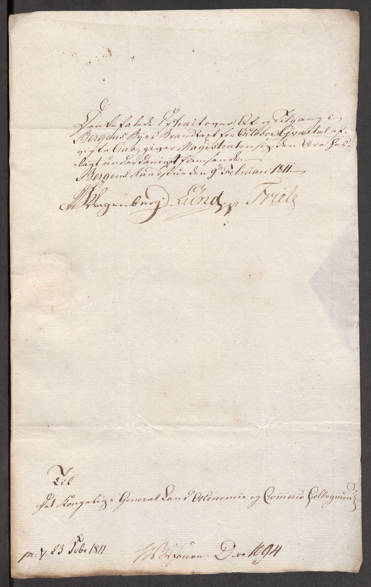Kommersekollegiet, Brannforsikringskontoret 1767-1814, AV/RA-EA-5458/F/Fa/L0007/0004: Bergen / Dokumenter, 1807-1817