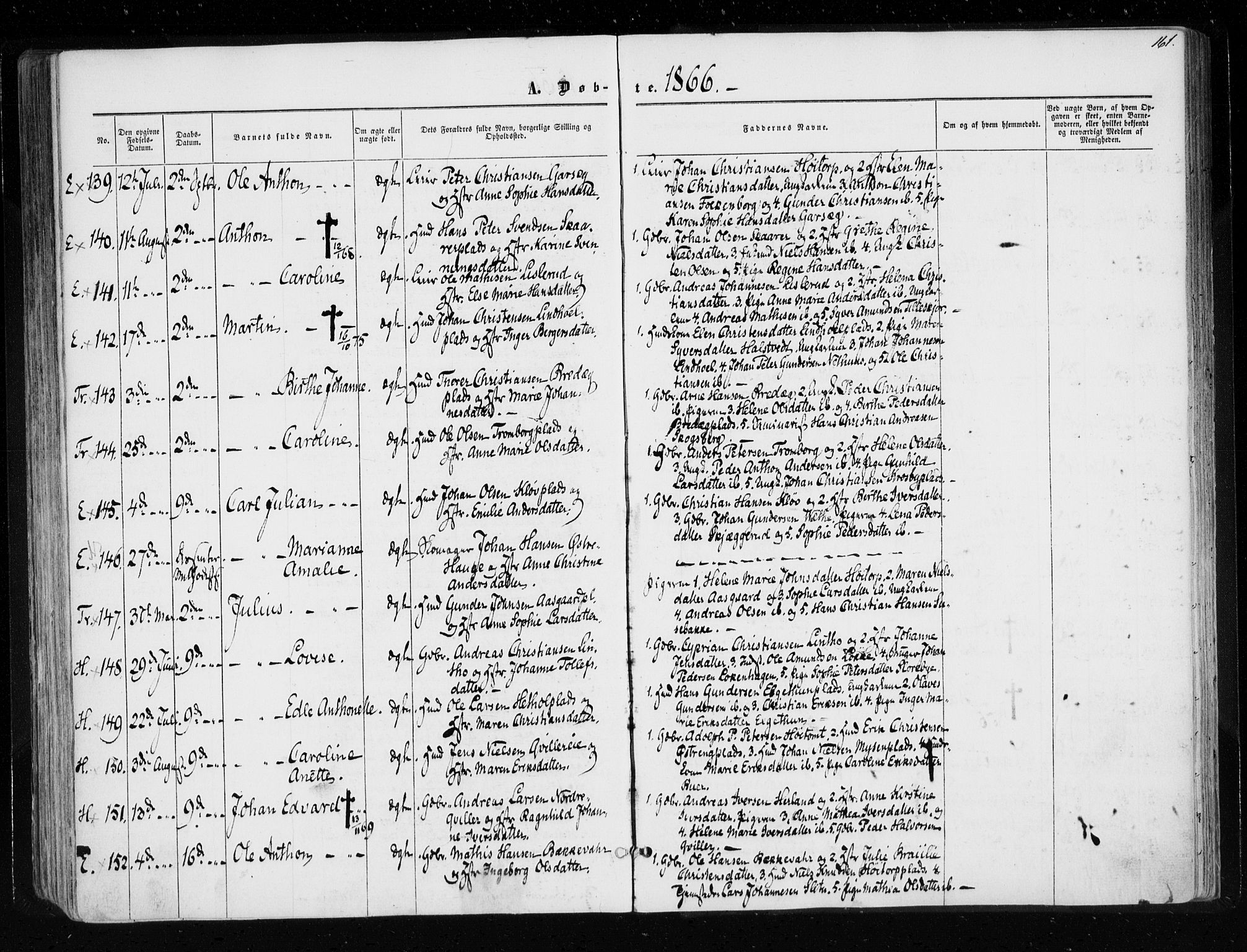 Eidsberg prestekontor Kirkebøker, AV/SAO-A-10905/F/Fa/L0010.a: Ministerialbok nr. I 10A, 1857-1866, s. 161