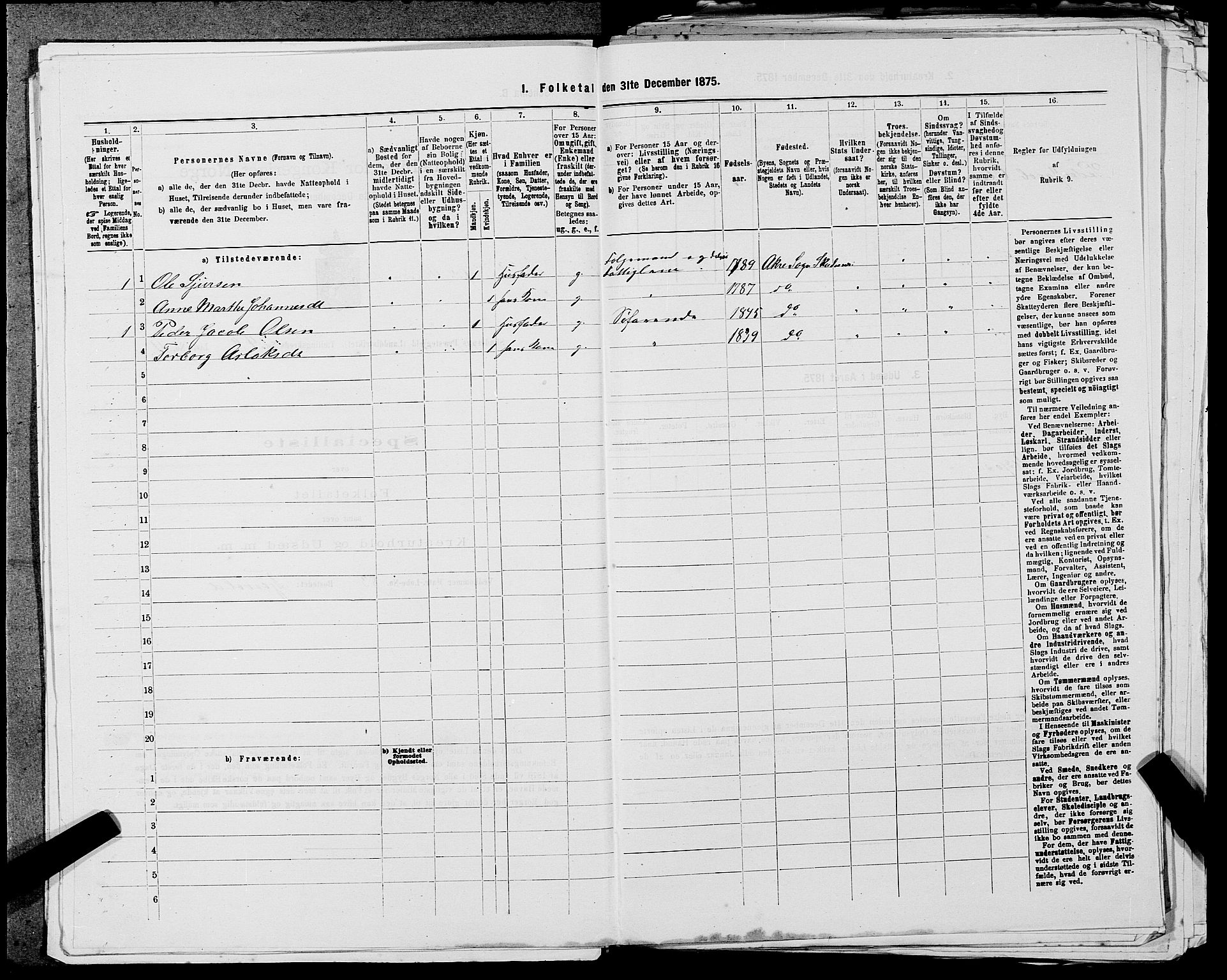 SAST, Folketelling 1875 for 1150L Skudenes prestegjeld, Falnes sokn, Åkra sokn og Ferkingstad sokn, 1875, s. 379