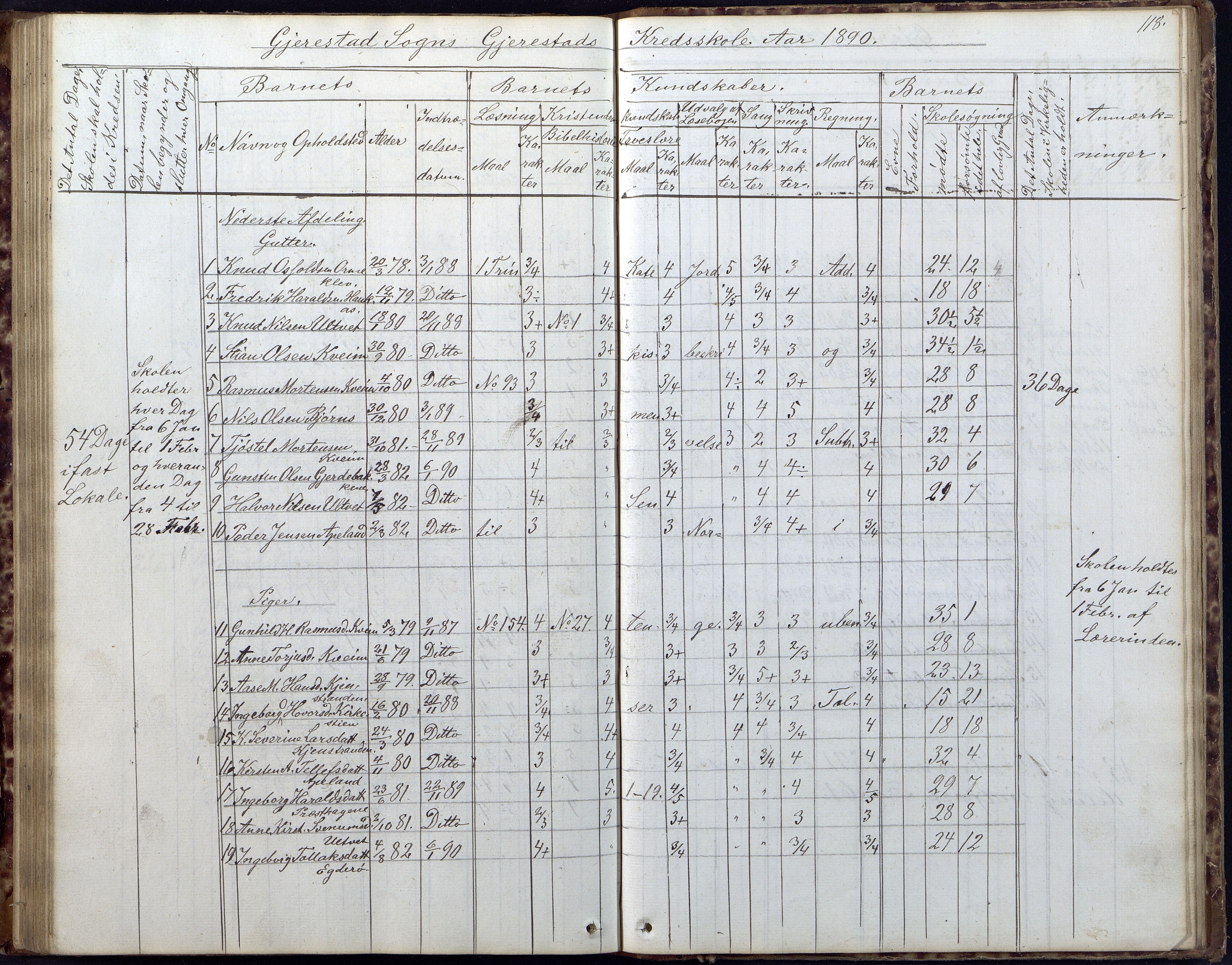 Gjerstad Kommune, Gjerstad Skole, AAKS/KA0911-550a/F02/L0005: Skoleprotokoll, 1863-1891, s. 118