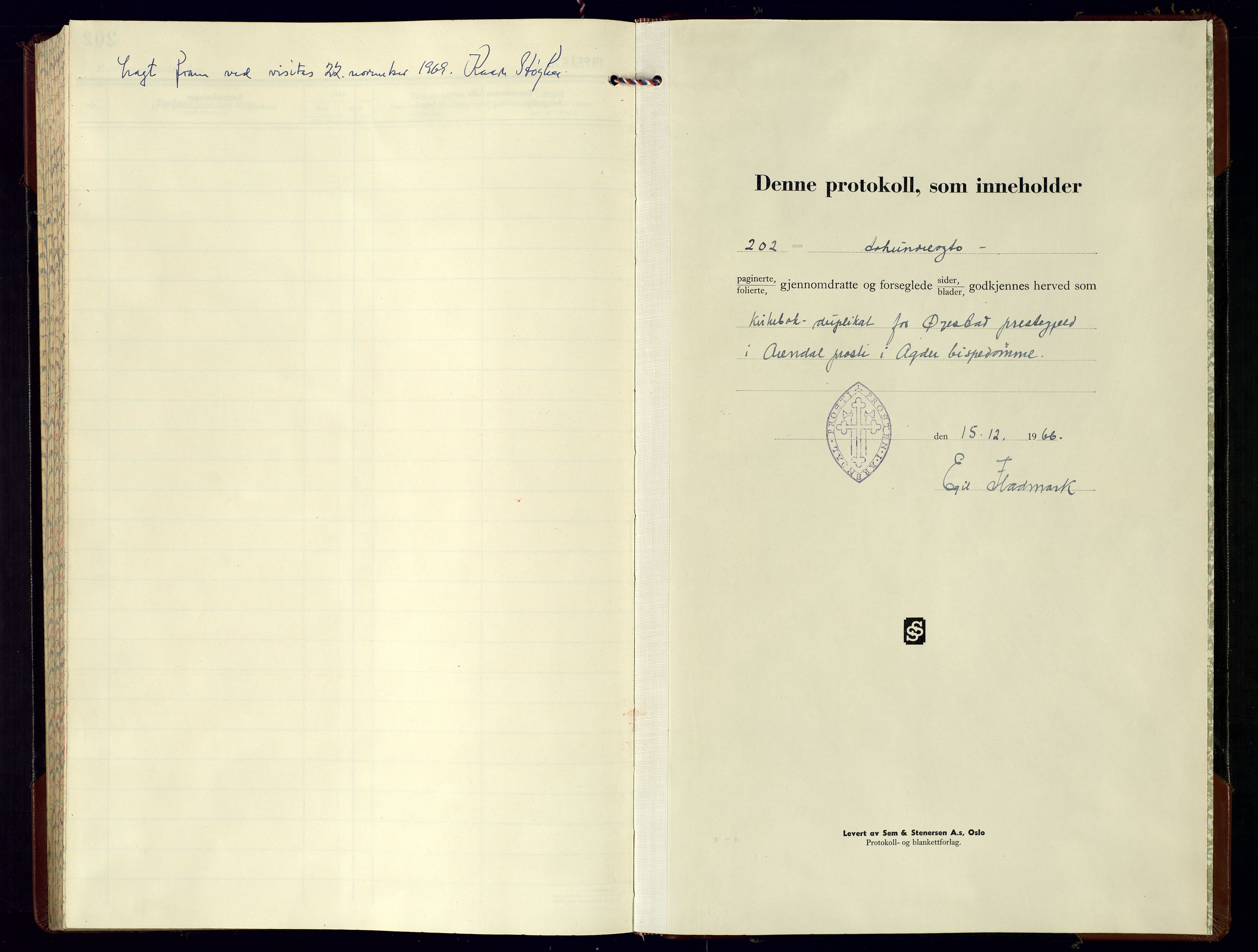 Øyestad sokneprestkontor, AV/SAK-1111-0049/F/Fb/L0015: Klokkerbok nr. B-15, 1961-1976