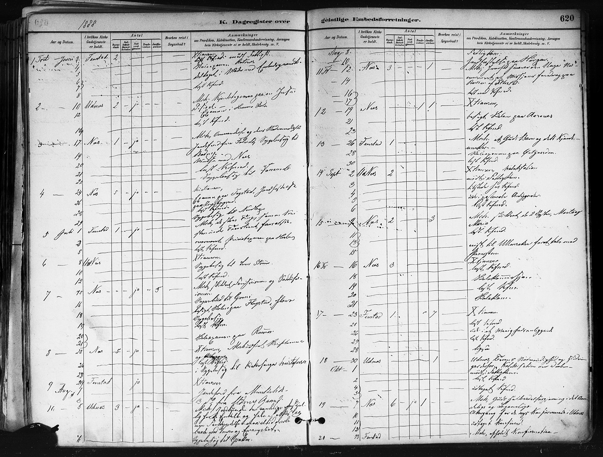 Nes prestekontor Kirkebøker, AV/SAO-A-10410/F/Fa/L0010: Ministerialbok nr. I 10, 1883-1898, s. 620