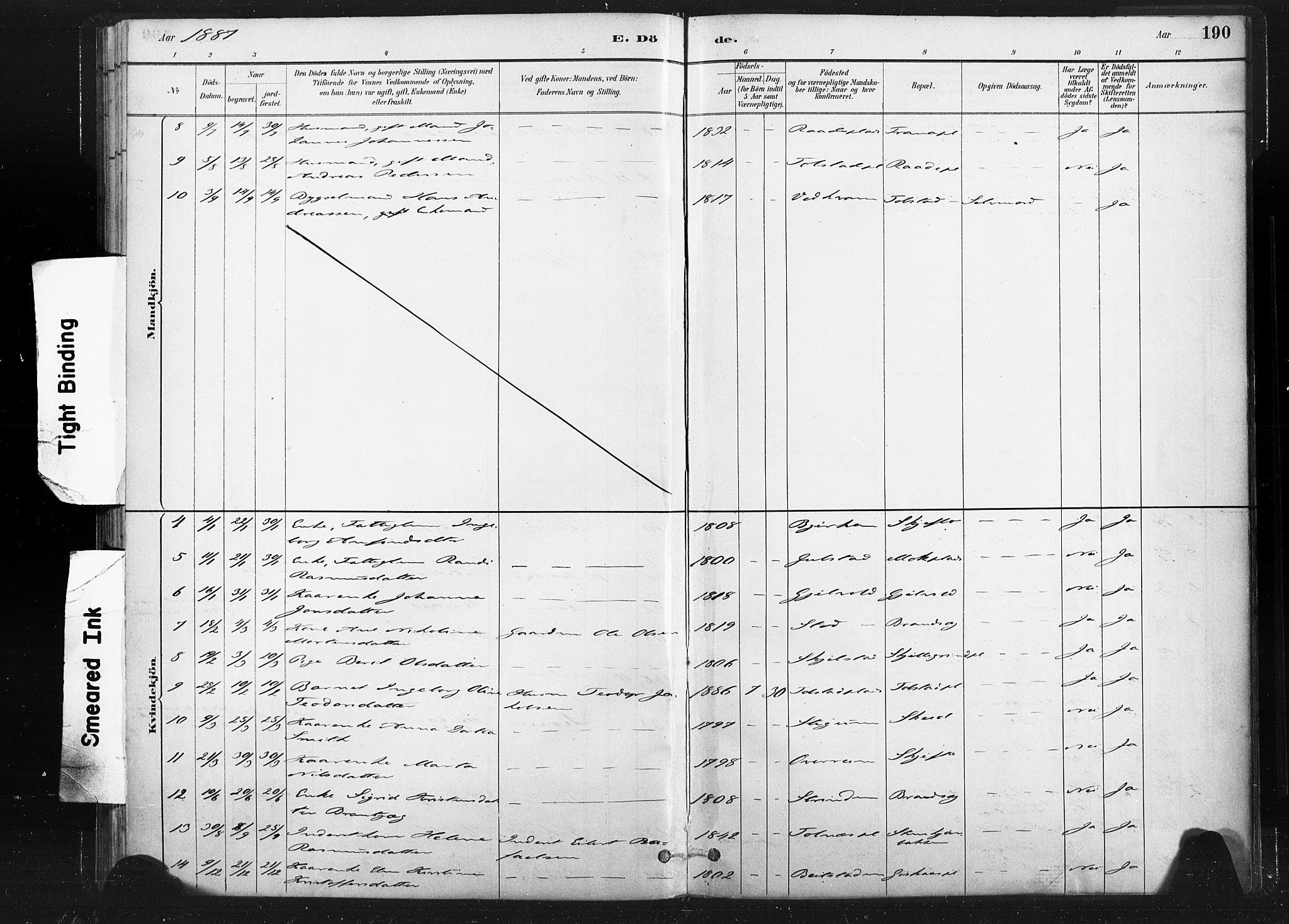 Ministerialprotokoller, klokkerbøker og fødselsregistre - Nord-Trøndelag, SAT/A-1458/736/L0361: Ministerialbok nr. 736A01, 1884-1906, s. 190