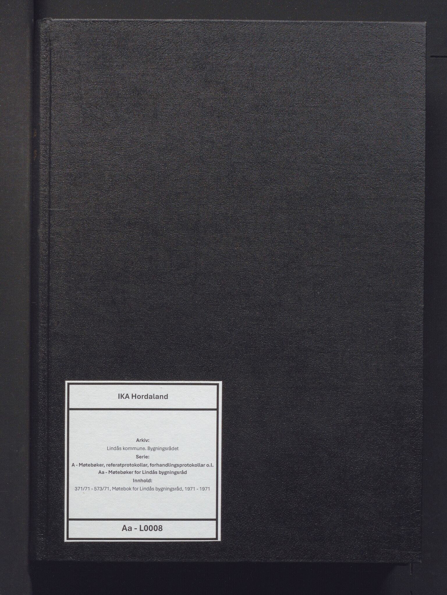 Lindås kommune. Bygningsrådet, IKAH/1263-511/A/Aa/L0008: Møtebok for Lindås bygningsråd, 1971