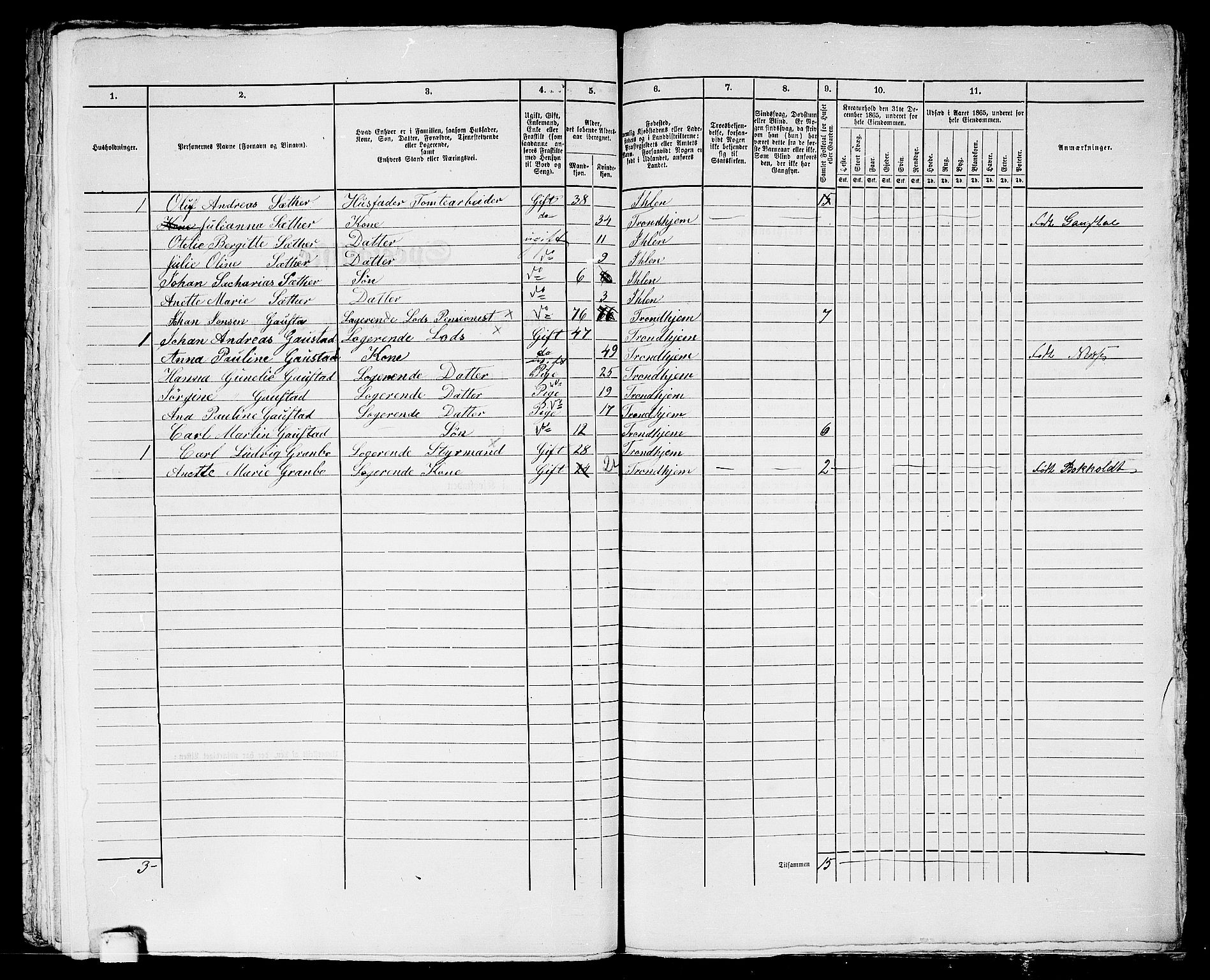RA, Folketelling 1865 for 1601 Trondheim kjøpstad, 1865, s. 2034