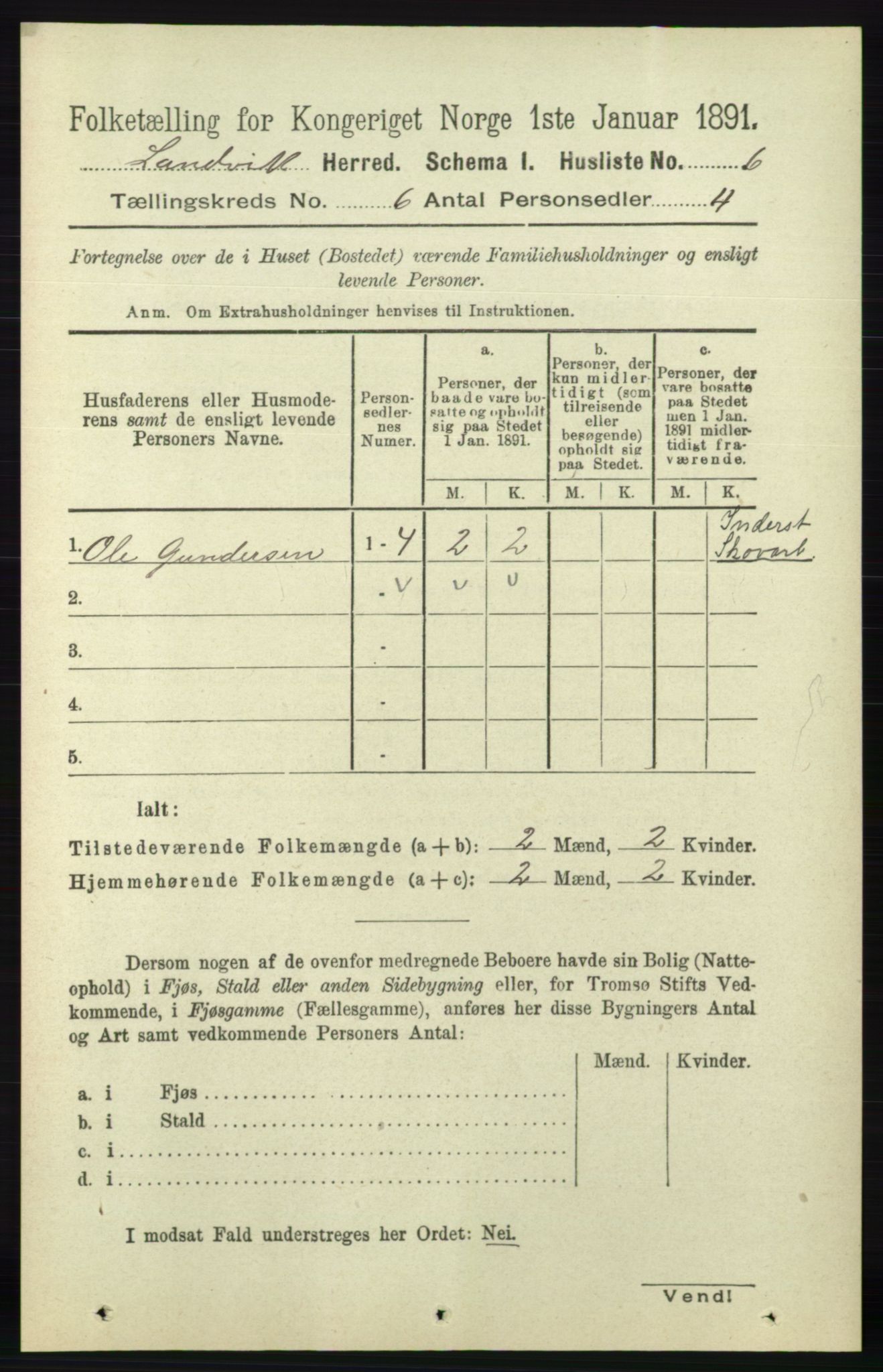 RA, Folketelling 1891 for 0924 Landvik herred, 1891, s. 2407