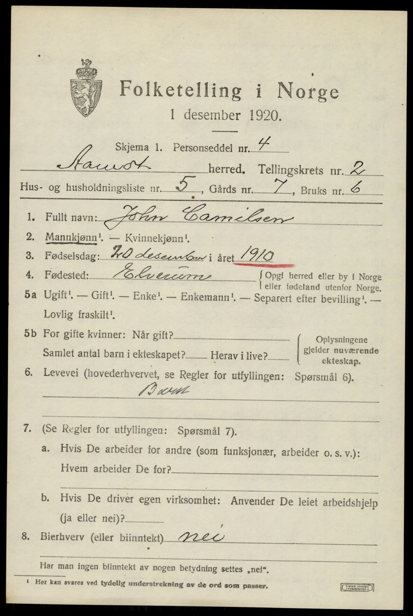SAH, Folketelling 1920 for 0429 Åmot herred, 1920, s. 2113