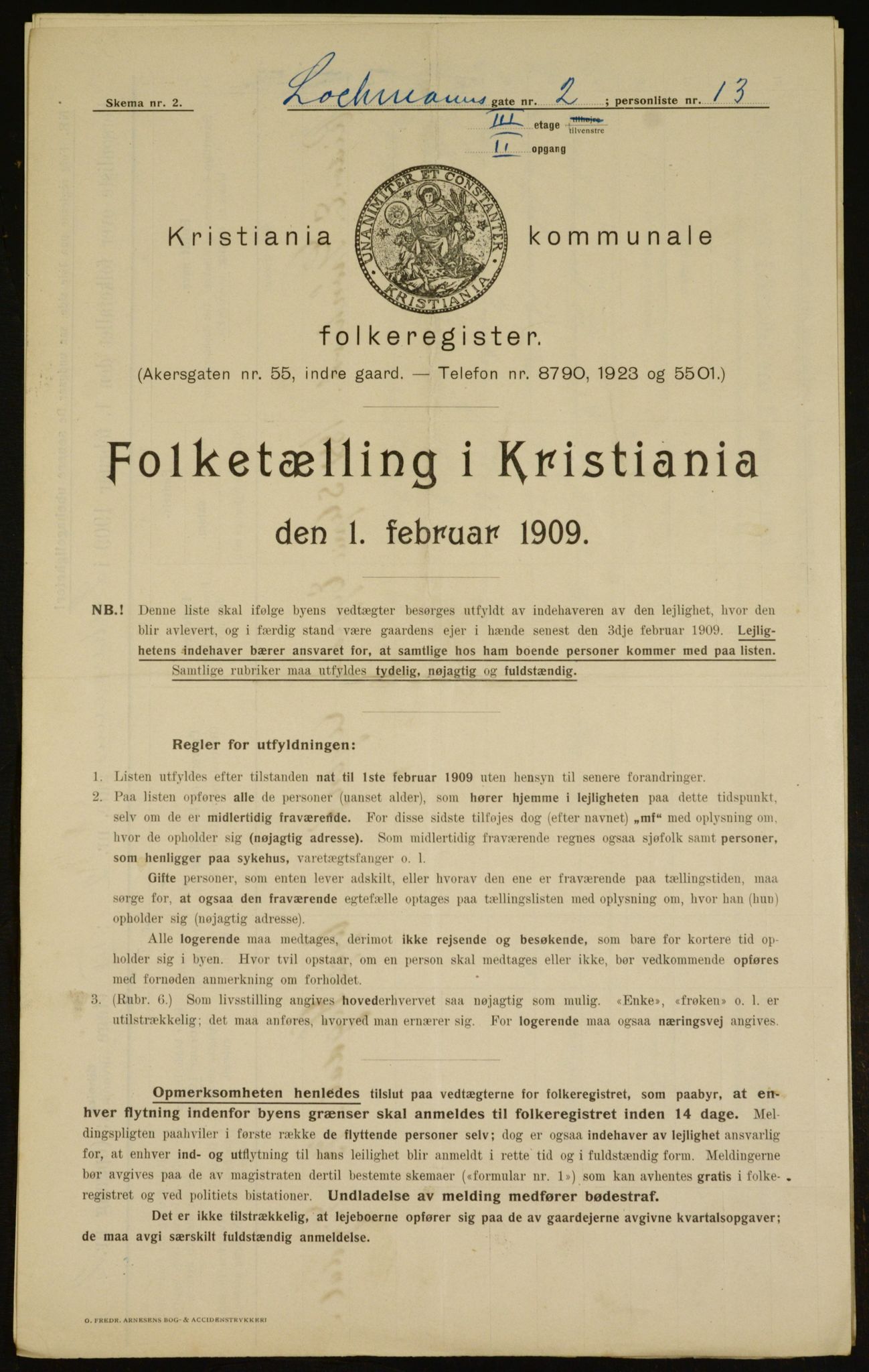 OBA, Kommunal folketelling 1.2.1909 for Kristiania kjøpstad, 1909, s. 74143