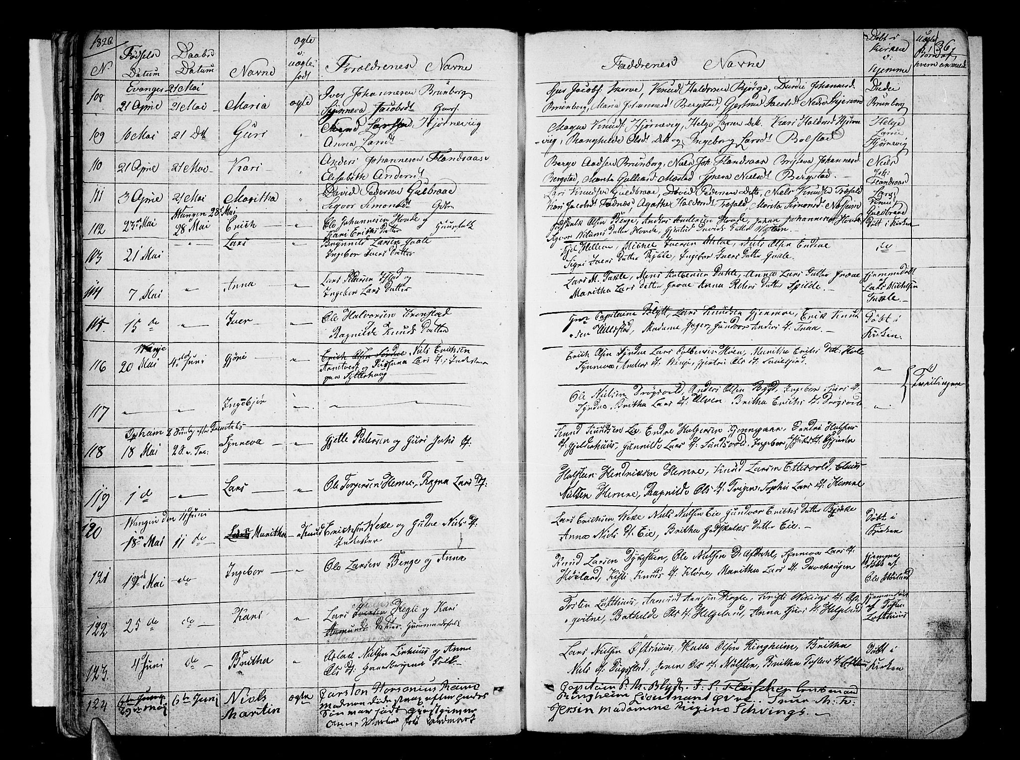 Voss sokneprestembete, AV/SAB-A-79001/H/Haa: Ministerialbok nr. A 12, 1823-1837, s. 36