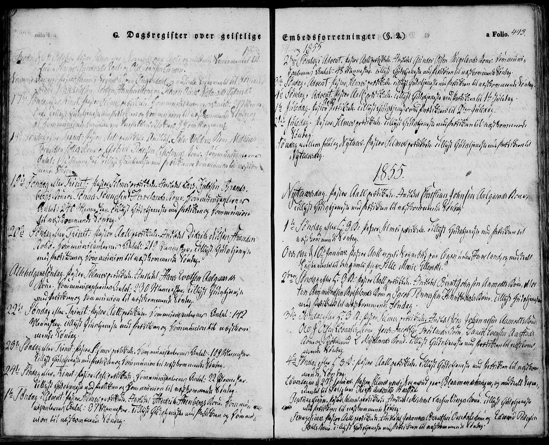 Sokndal sokneprestkontor, SAST/A-101808: Ministerialbok nr. A 8.2, 1842-1857, s. 443