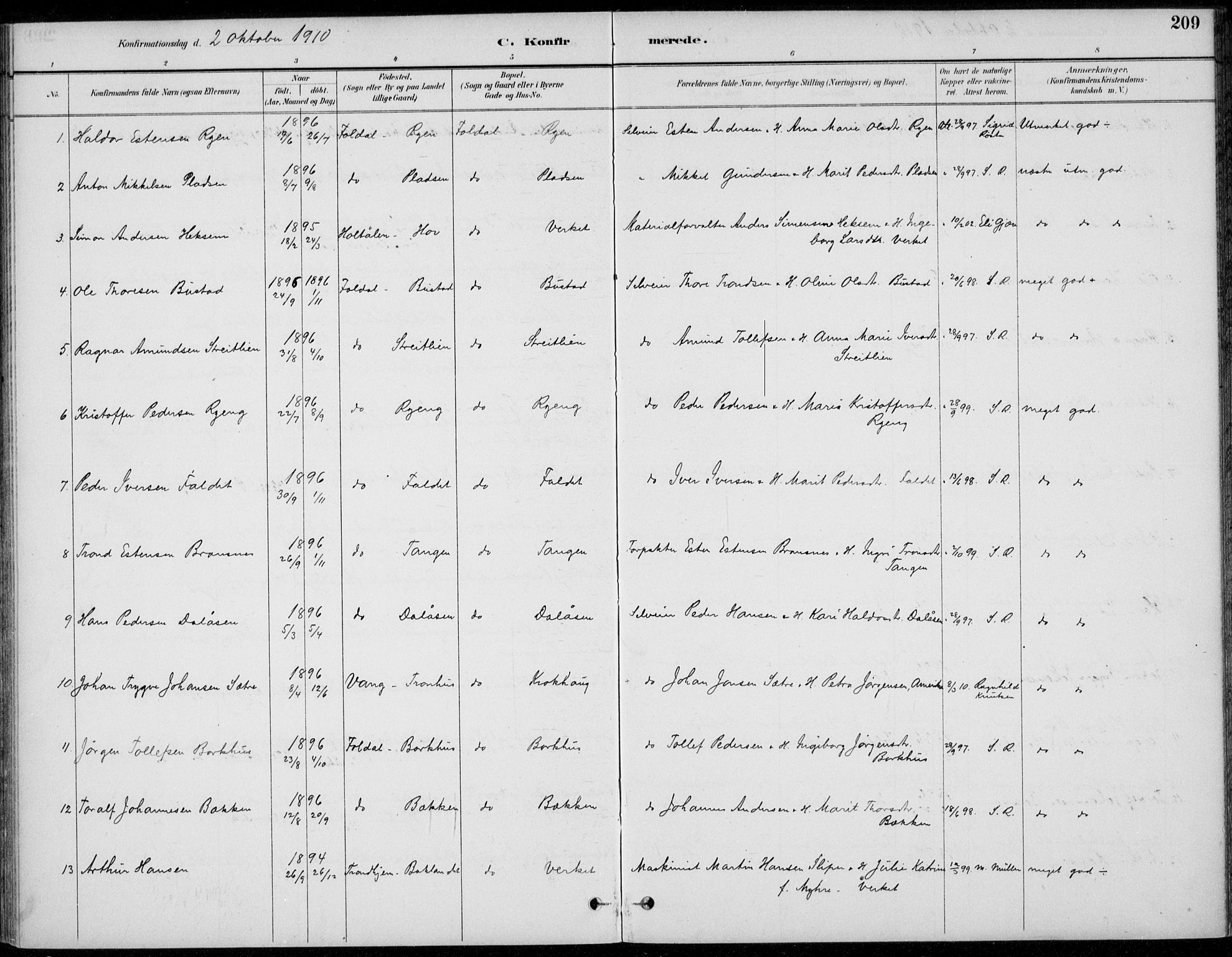 Alvdal prestekontor, AV/SAH-PREST-060/H/Ha/Haa/L0003: Ministerialbok nr. 3, 1886-1912, s. 209