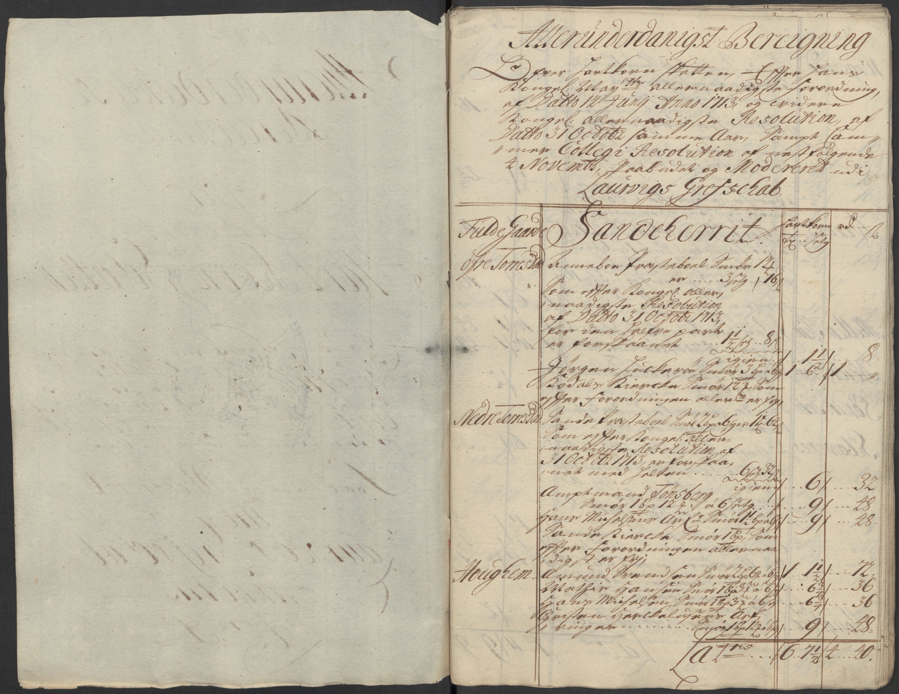 Rentekammeret inntil 1814, Reviderte regnskaper, Fogderegnskap, AV/RA-EA-4092/R33/L1985: Fogderegnskap Larvik grevskap, 1713, s. 208