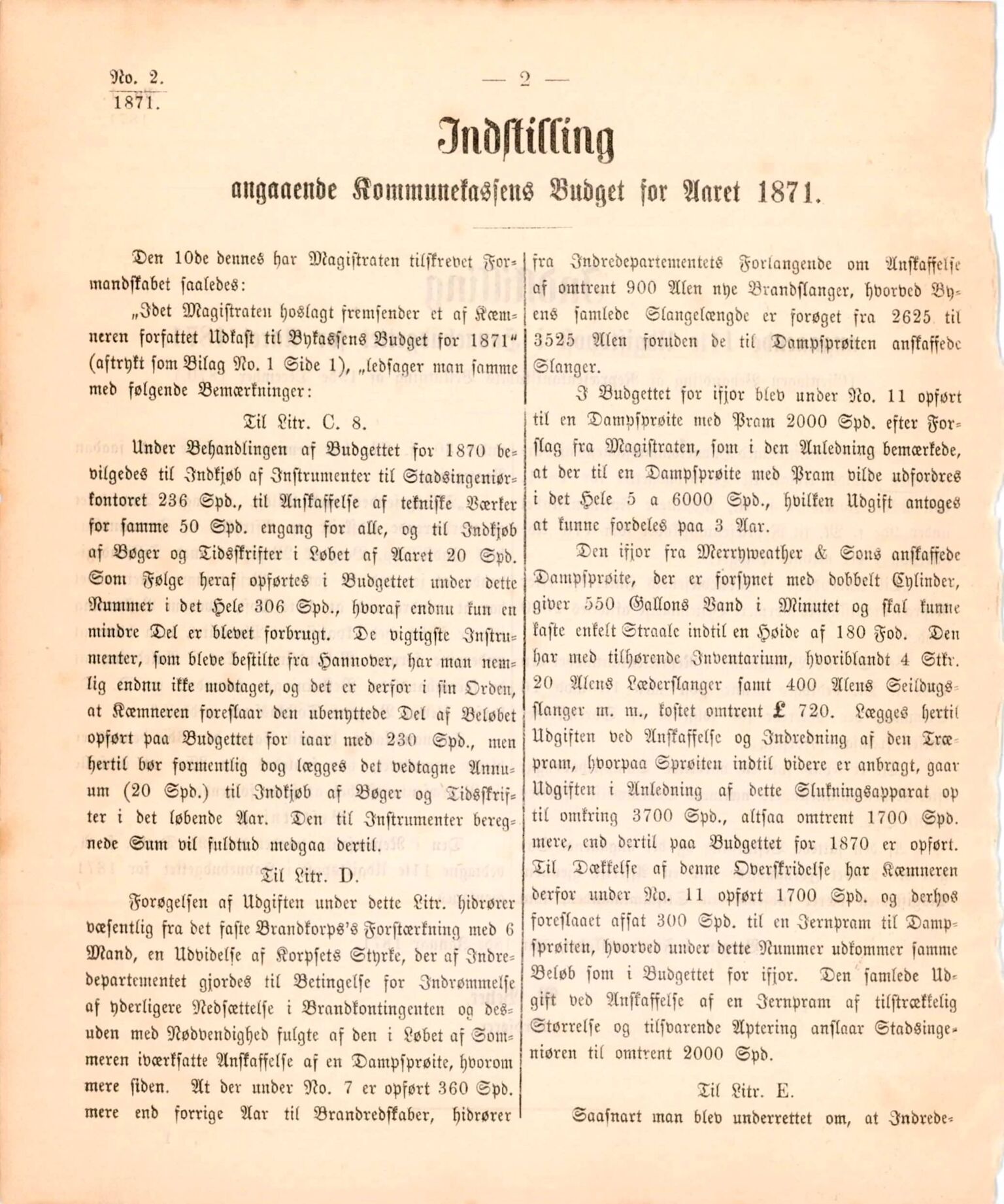 Bergen kommune. Formannskapet, BBA/A-0003/Ad/L0026: Bergens Kommuneforhandlinger, 1871