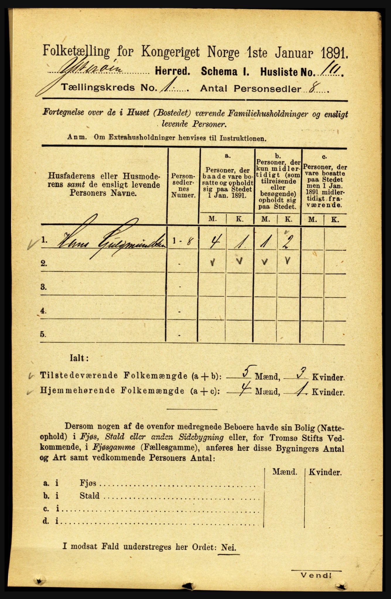 RA, Folketelling 1891 for 1722 Ytterøy herred, 1891, s. 22