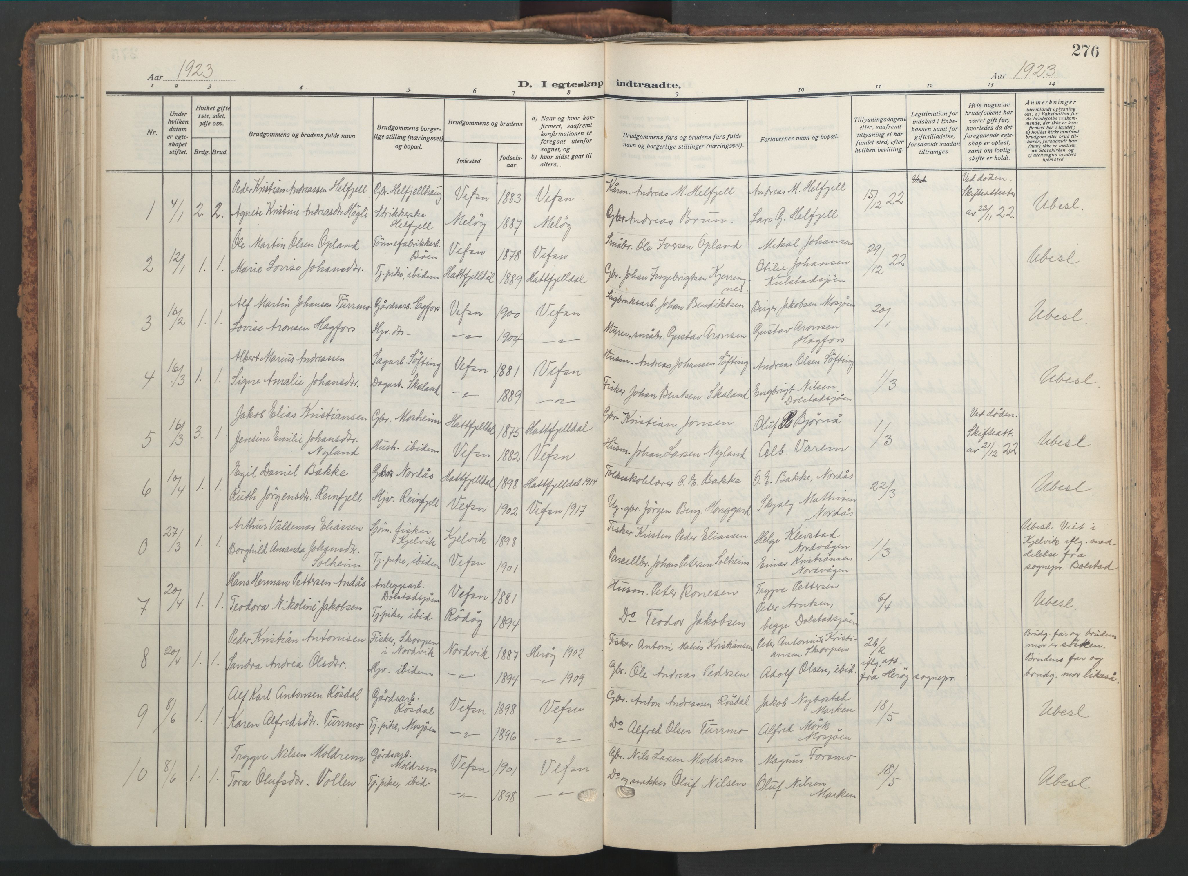 Ministerialprotokoller, klokkerbøker og fødselsregistre - Nordland, AV/SAT-A-1459/820/L0302: Klokkerbok nr. 820C04, 1917-1948, s. 276