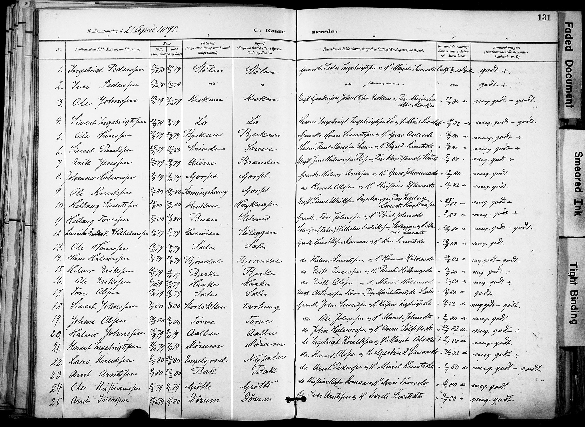 Ministerialprotokoller, klokkerbøker og fødselsregistre - Sør-Trøndelag, AV/SAT-A-1456/678/L0902: Ministerialbok nr. 678A11, 1895-1911, s. 131