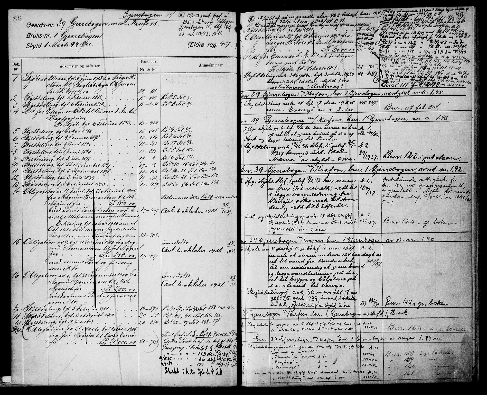 Moss sorenskriveri, AV/SAO-A-10168: Panteregister nr. XI 6, 1834-1961, s. 86