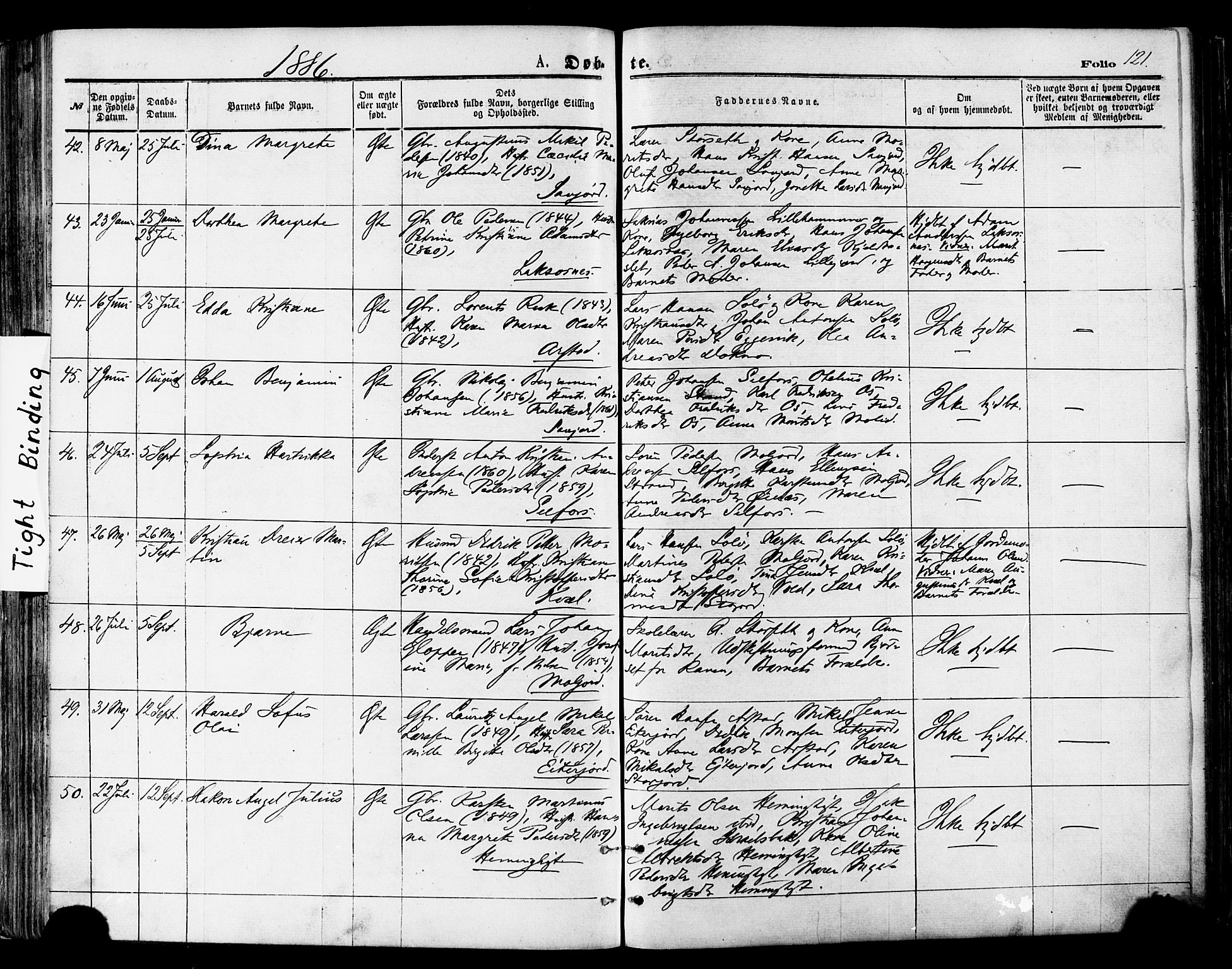 Ministerialprotokoller, klokkerbøker og fødselsregistre - Nordland, AV/SAT-A-1459/846/L0645: Ministerialbok nr. 846A03, 1872-1886, s. 121