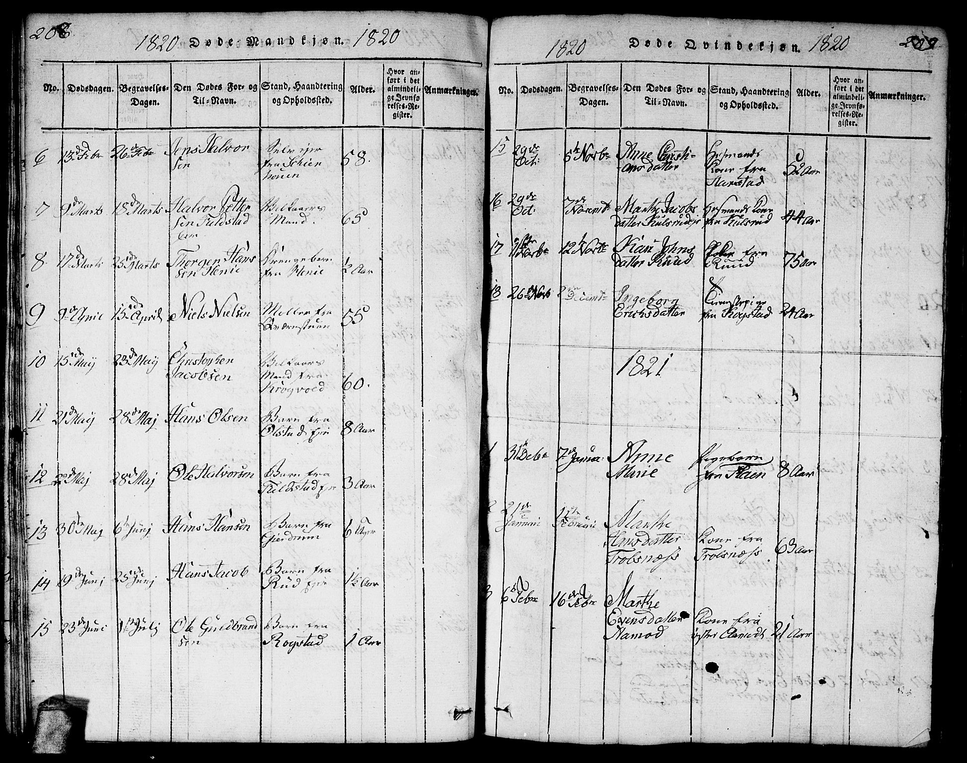 Gjerdrum prestekontor Kirkebøker, AV/SAO-A-10412b/F/Fa/L0004: Ministerialbok nr. I 4, 1816-1836, s. 208-209