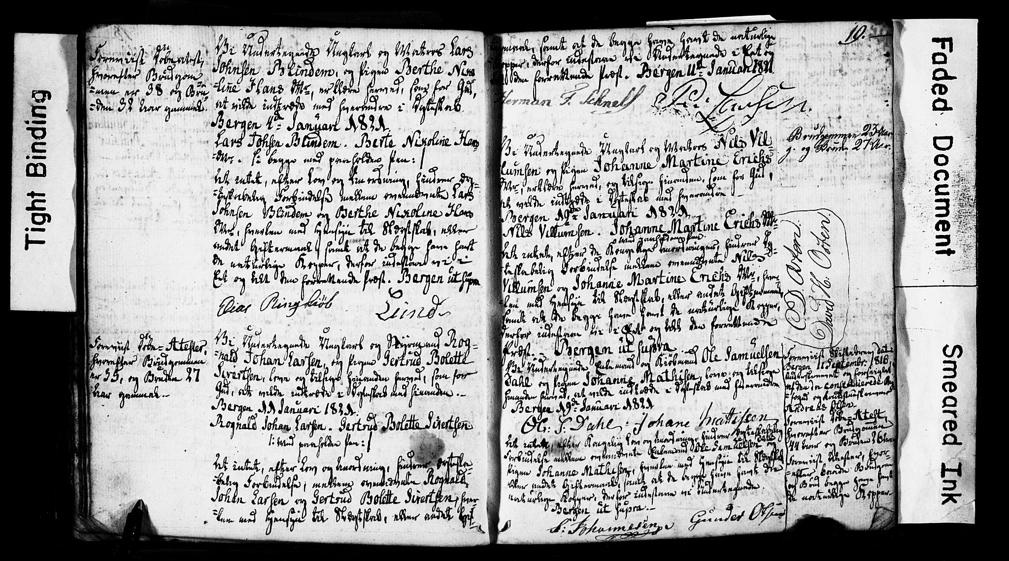 Domkirken sokneprestembete, AV/SAB-A-74801: Forlovererklæringer nr. II.5.2, 1820-1832, s. 19