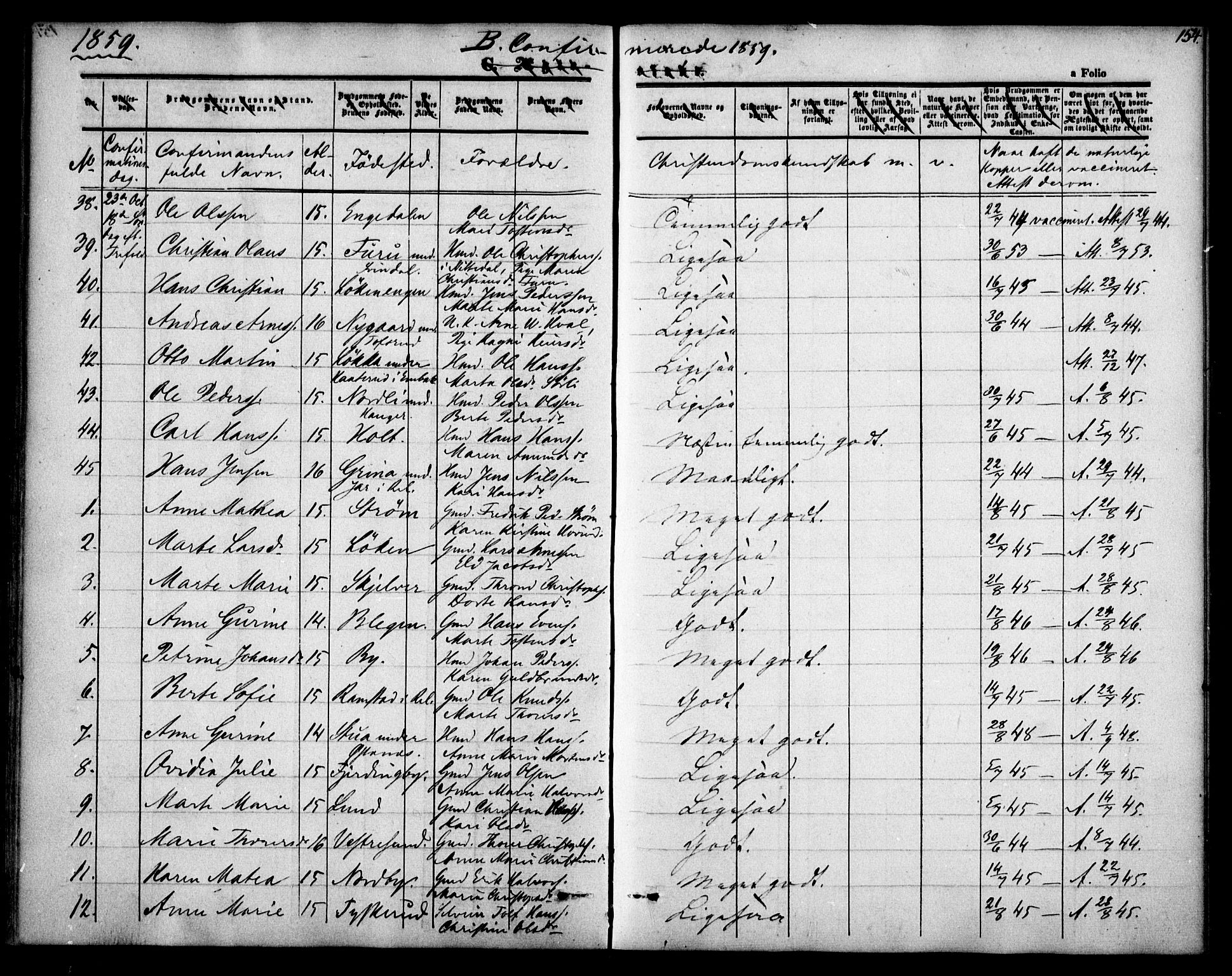 Fet prestekontor Kirkebøker, AV/SAO-A-10370a/F/Fa/L0010: Ministerialbok nr. I 10, 1847-1859, s. 154