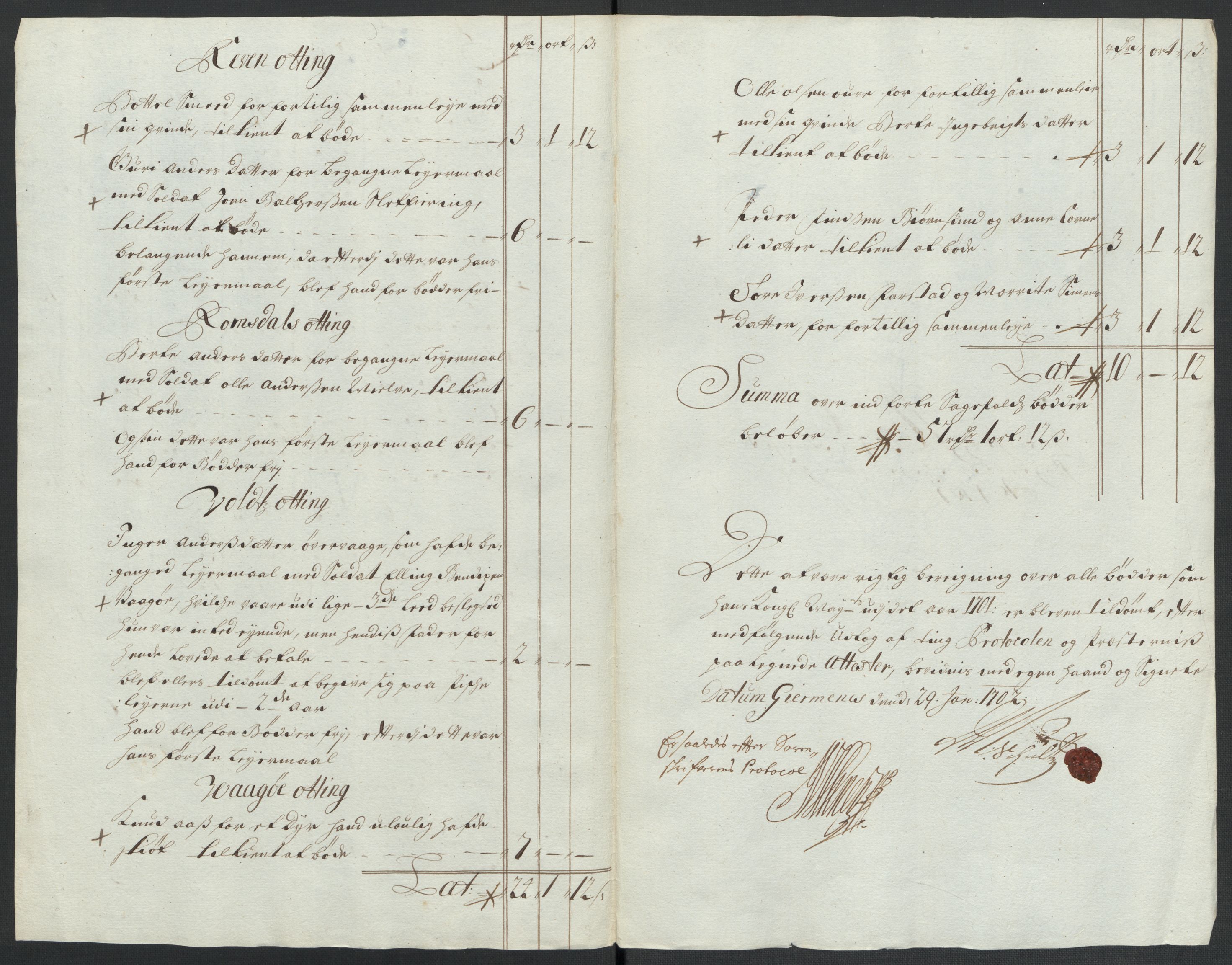 Rentekammeret inntil 1814, Reviderte regnskaper, Fogderegnskap, RA/EA-4092/R55/L3655: Fogderegnskap Romsdal, 1701-1702, s. 80