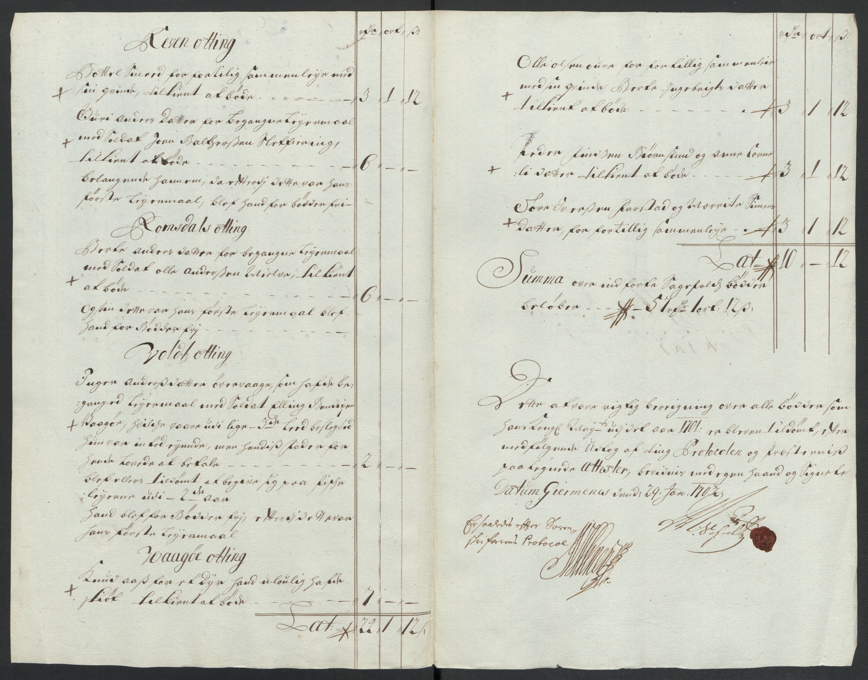 Rentekammeret inntil 1814, Reviderte regnskaper, Fogderegnskap, AV/RA-EA-4092/R55/L3655: Fogderegnskap Romsdal, 1701-1702, s. 80