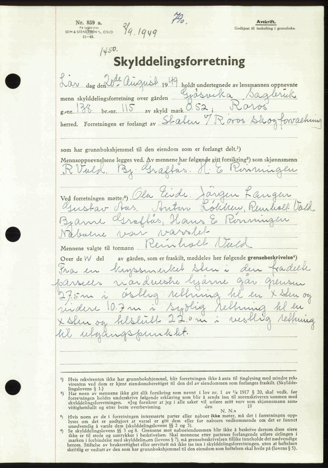 Gauldal sorenskriveri, SAT/A-0014/1/2/2C: Pantebok nr. A8, 1949-1949, Dagboknr: 1450/1949