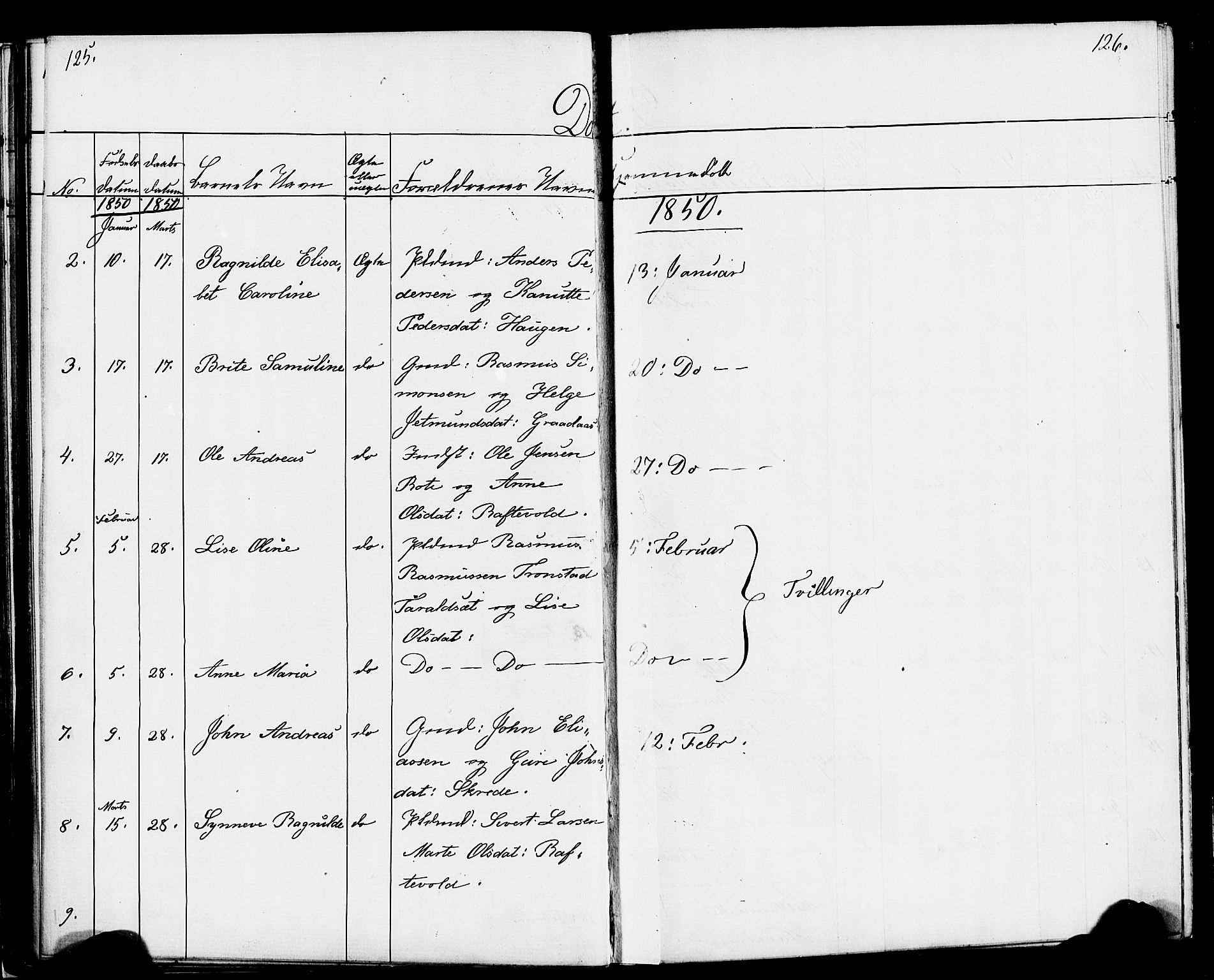 Hornindal sokneprestembete, AV/SAB-A-82401/H/Haa/Haaa/L0001: Ministerialbok nr. A 1, 1837-1866, s. 126-127