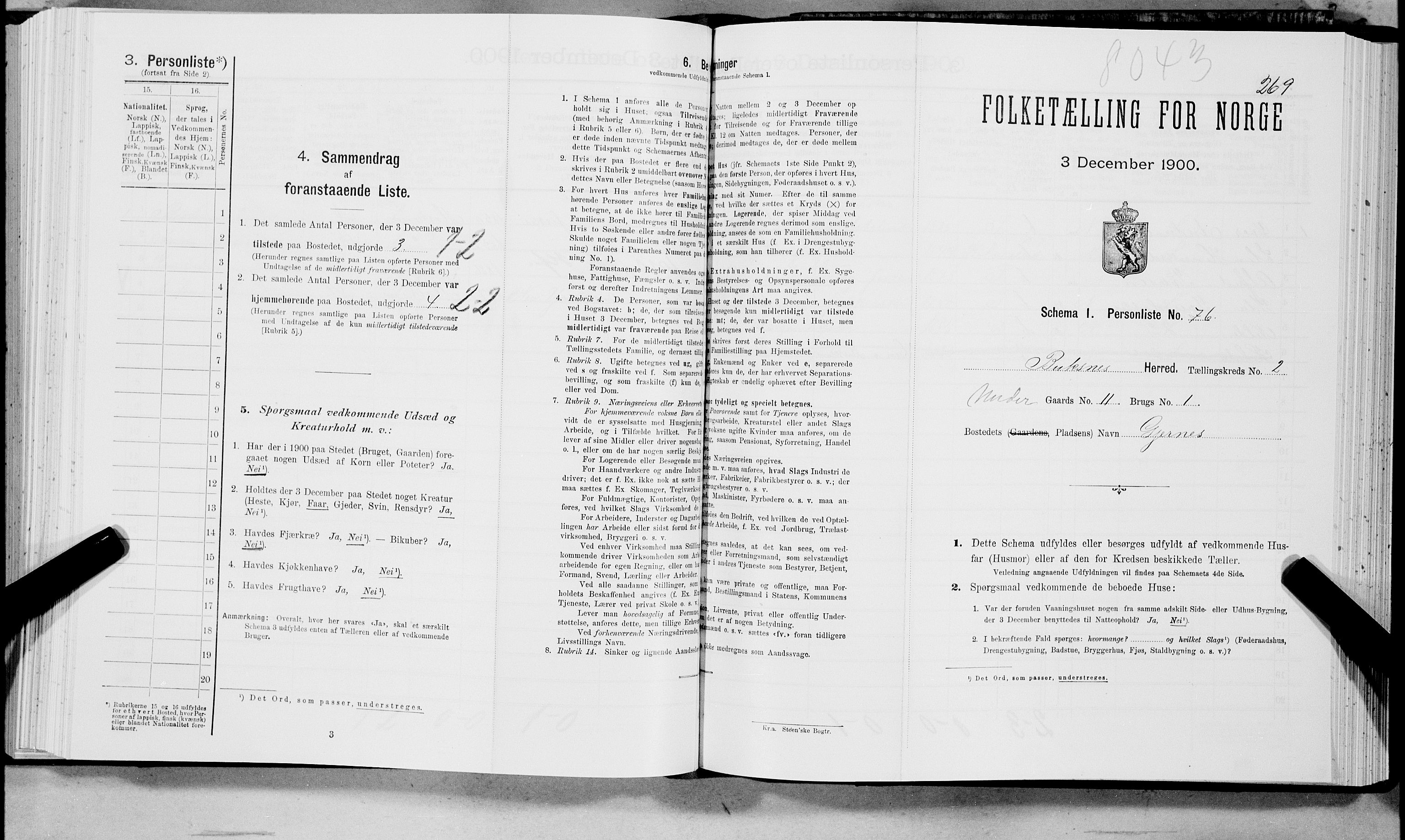 SAT, Folketelling 1900 for 1860 Buksnes herred, 1900, s. 294