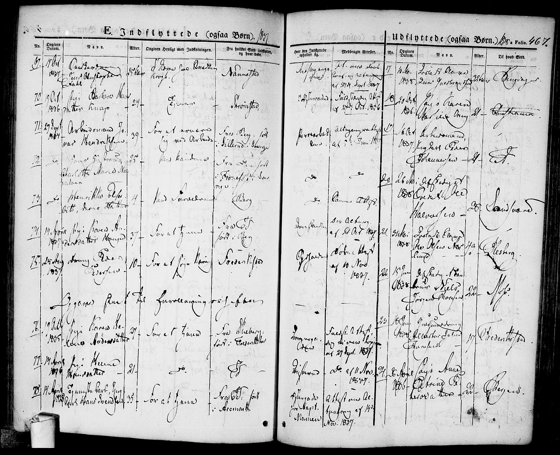 Halden prestekontor Kirkebøker, AV/SAO-A-10909/F/Fa/L0005: Ministerialbok nr. I 5, 1834-1845, s. 467