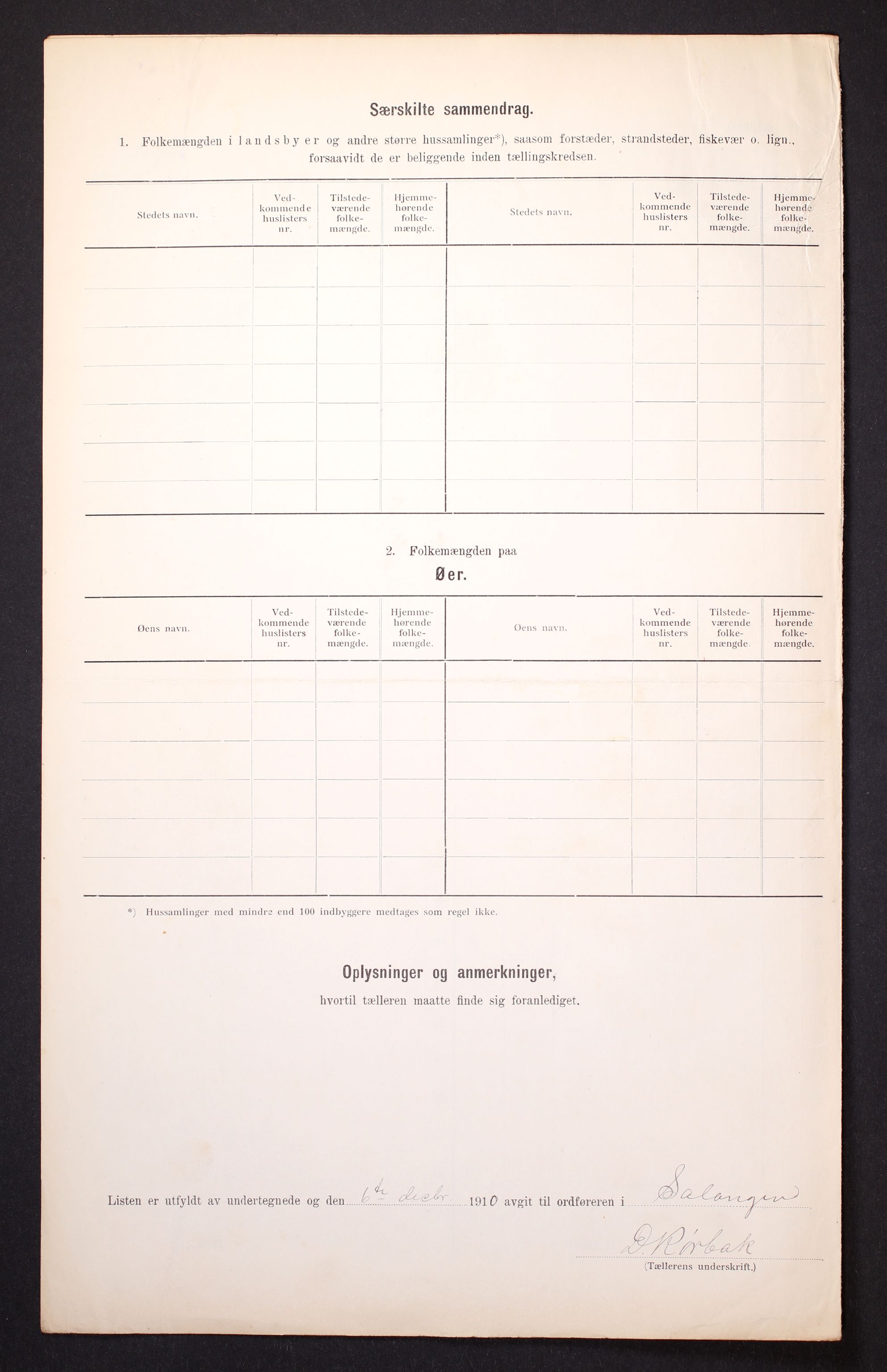 RA, Folketelling 1910 for 1921 Salangen herred, 1910, s. 9