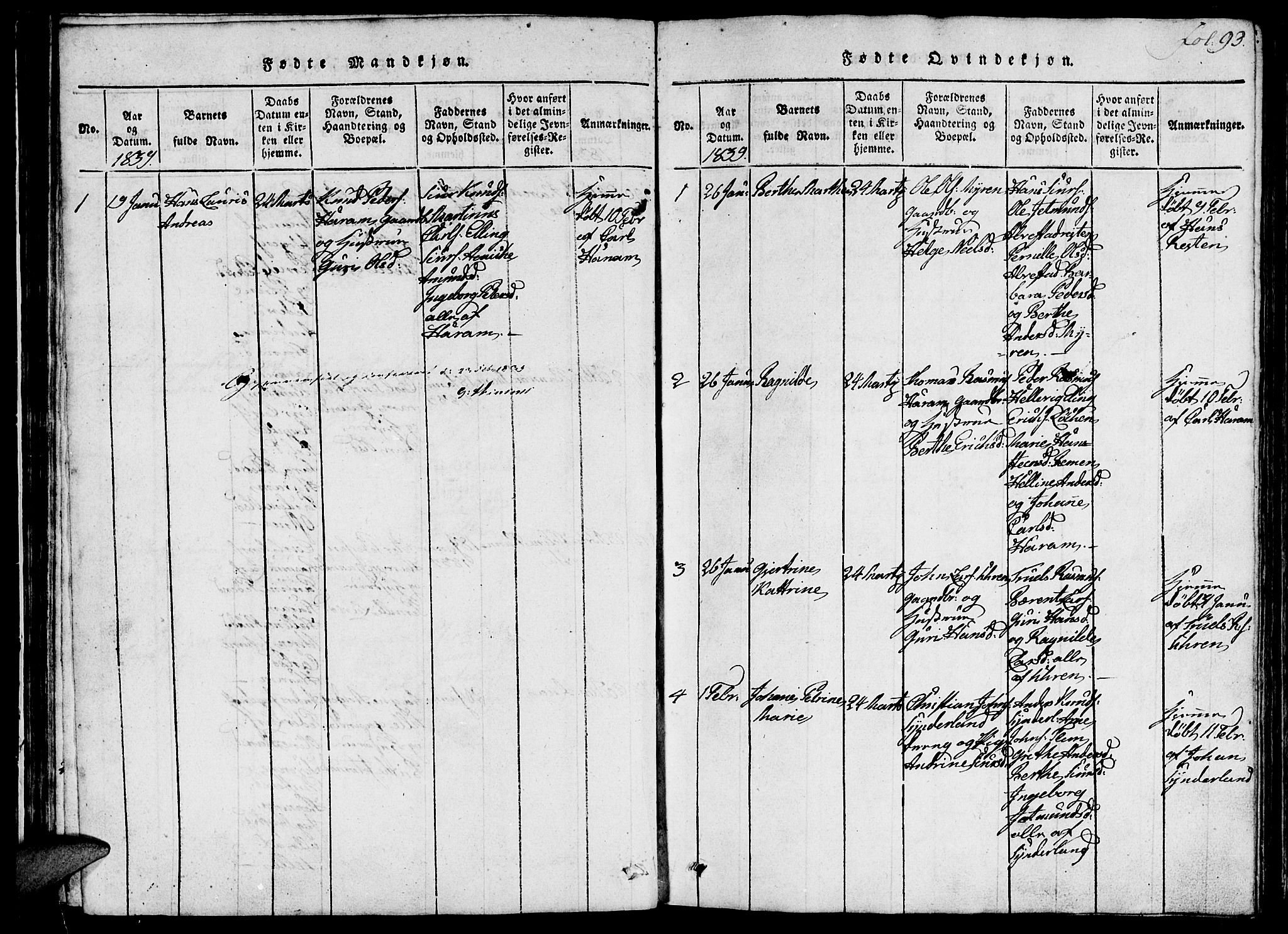 Ministerialprotokoller, klokkerbøker og fødselsregistre - Møre og Romsdal, SAT/A-1454/536/L0506: Klokkerbok nr. 536C01, 1818-1859, s. 93