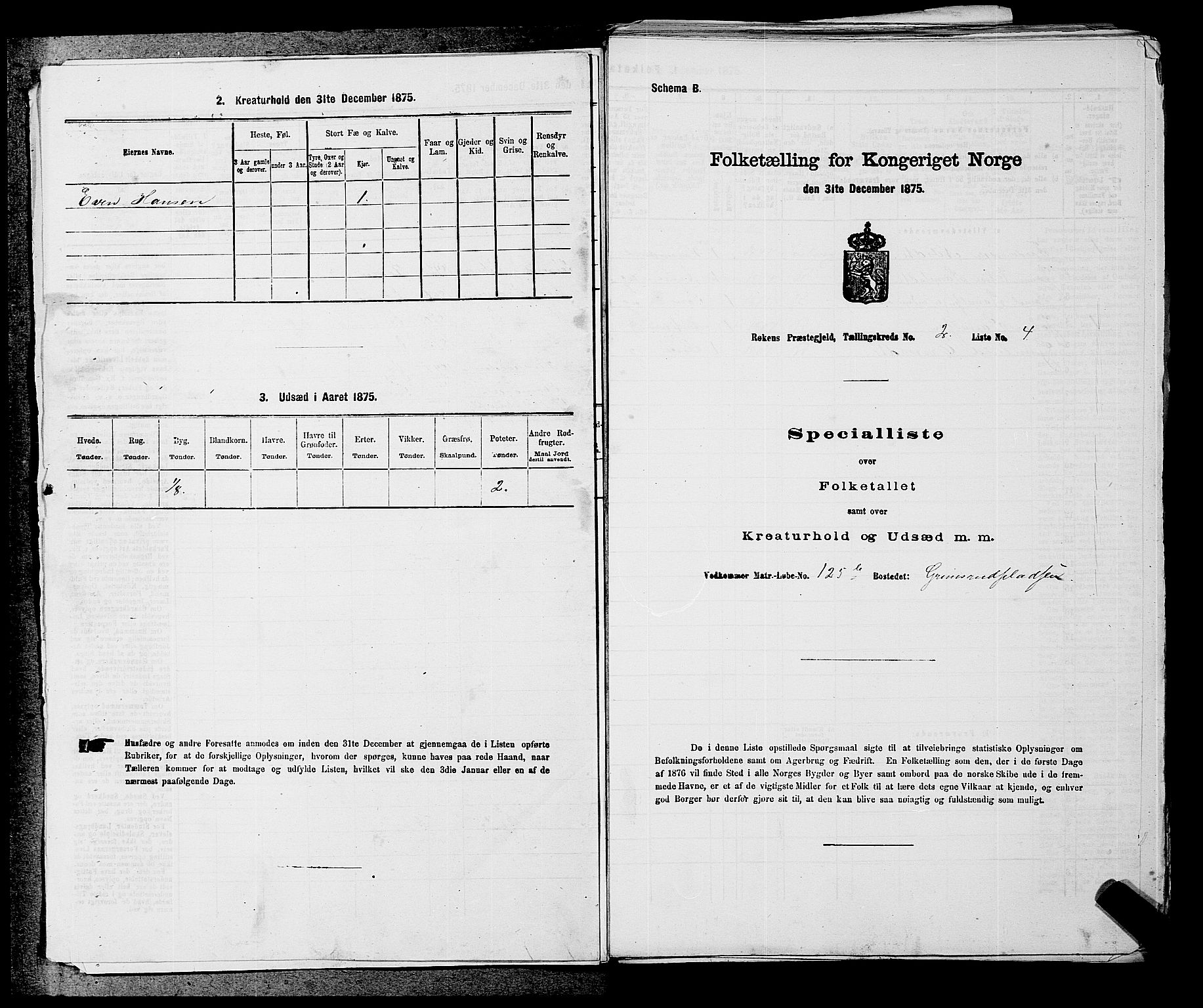 SAKO, Folketelling 1875 for 0627P Røyken prestegjeld, 1875, s. 186