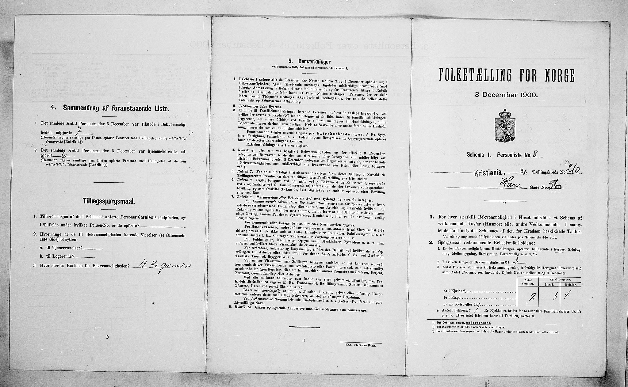 SAO, Folketelling 1900 for 0301 Kristiania kjøpstad, 1900, s. 34100