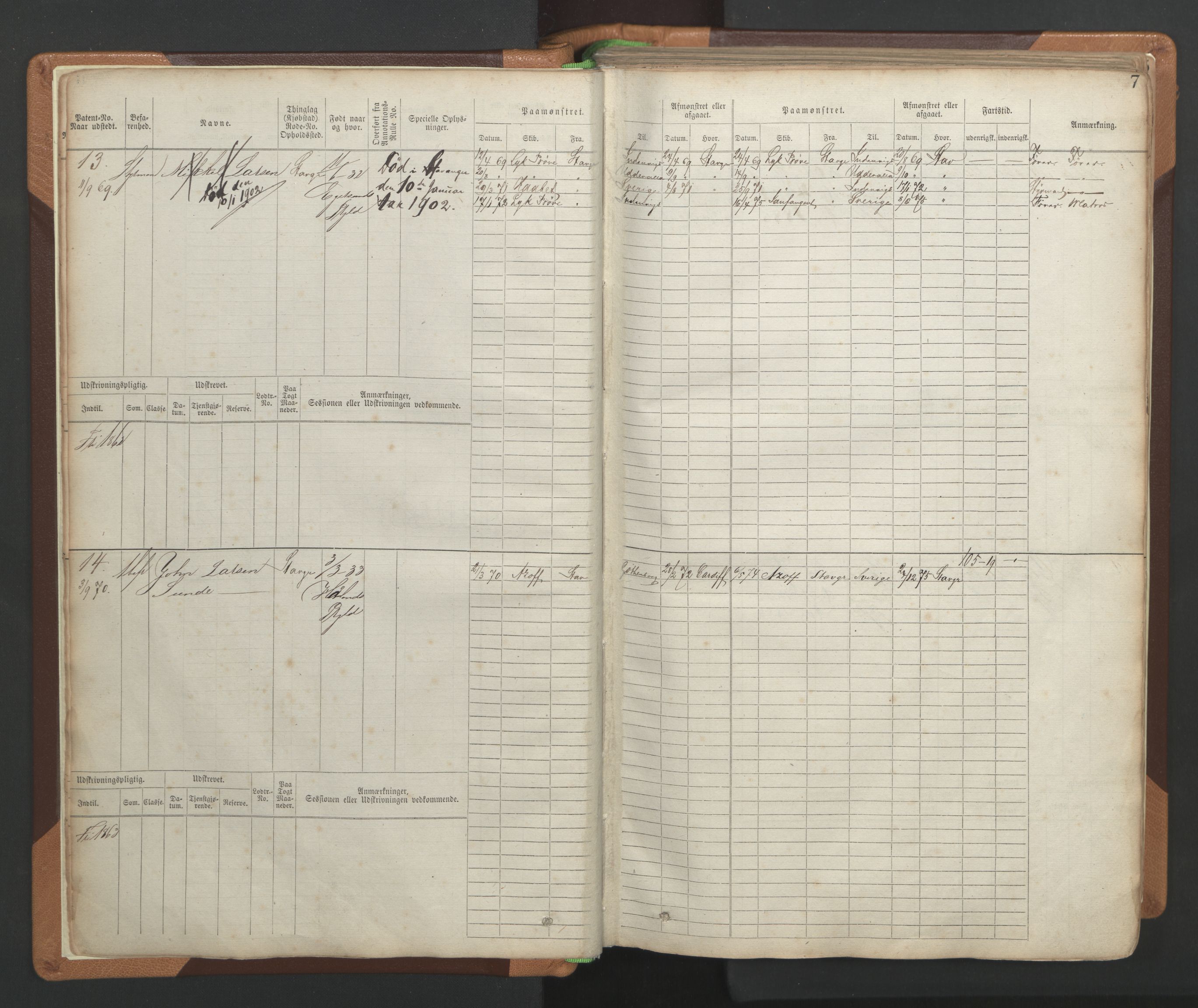 Stavanger sjømannskontor, AV/SAST-A-102006/F/Fb/Fbb/L0004: Sjøfartshovedrulle, patentnr. 1-792 (del 1), 1869-1880, s. 10