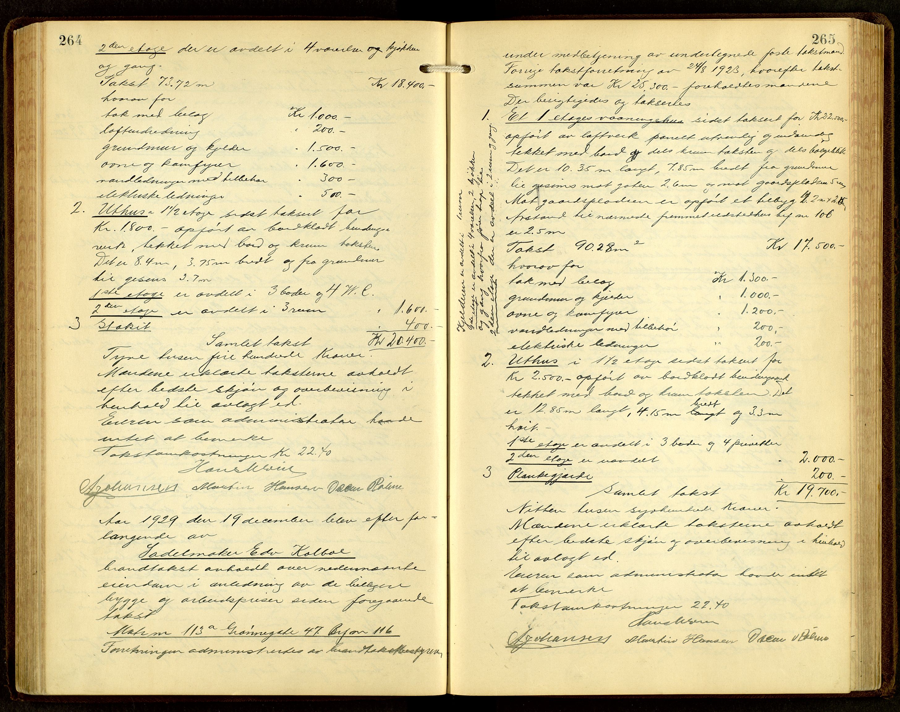Norges Brannkasse, Hamar, AV/SAH-NBRANH-006/F/Fa/L0009: Branntakstprotokoll, 1927-1938, s. 264-265