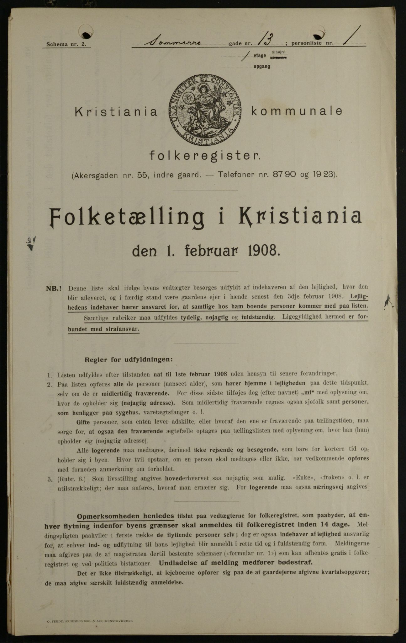 OBA, Kommunal folketelling 1.2.1908 for Kristiania kjøpstad, 1908, s. 89856