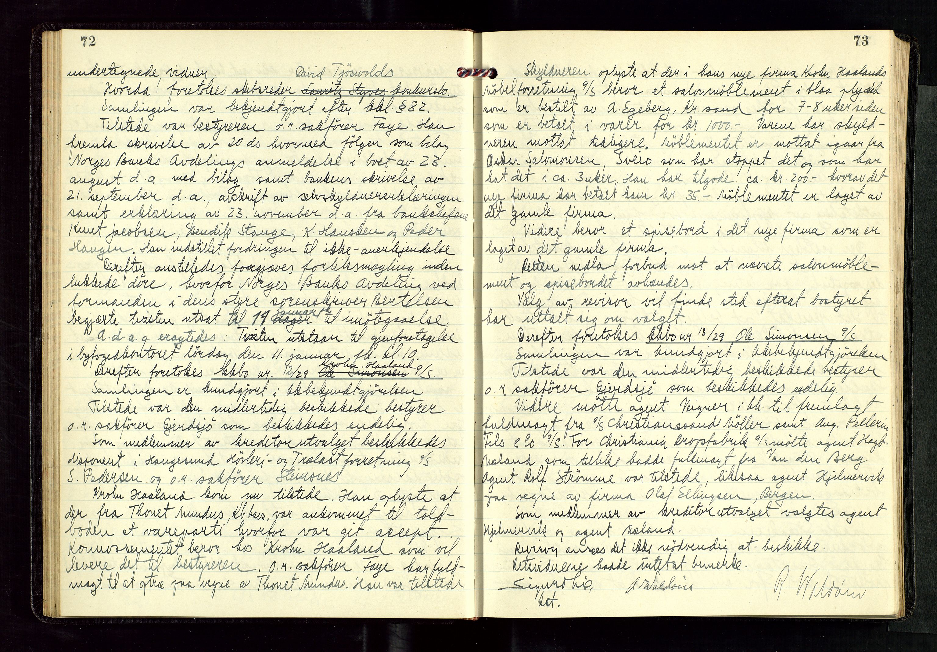 Haugesund tingrett, AV/SAST-A-101415/01/IV/IVC/L0006: Skifteforhandlingsprotokoll, med register, 1929-1933, s. 72-73