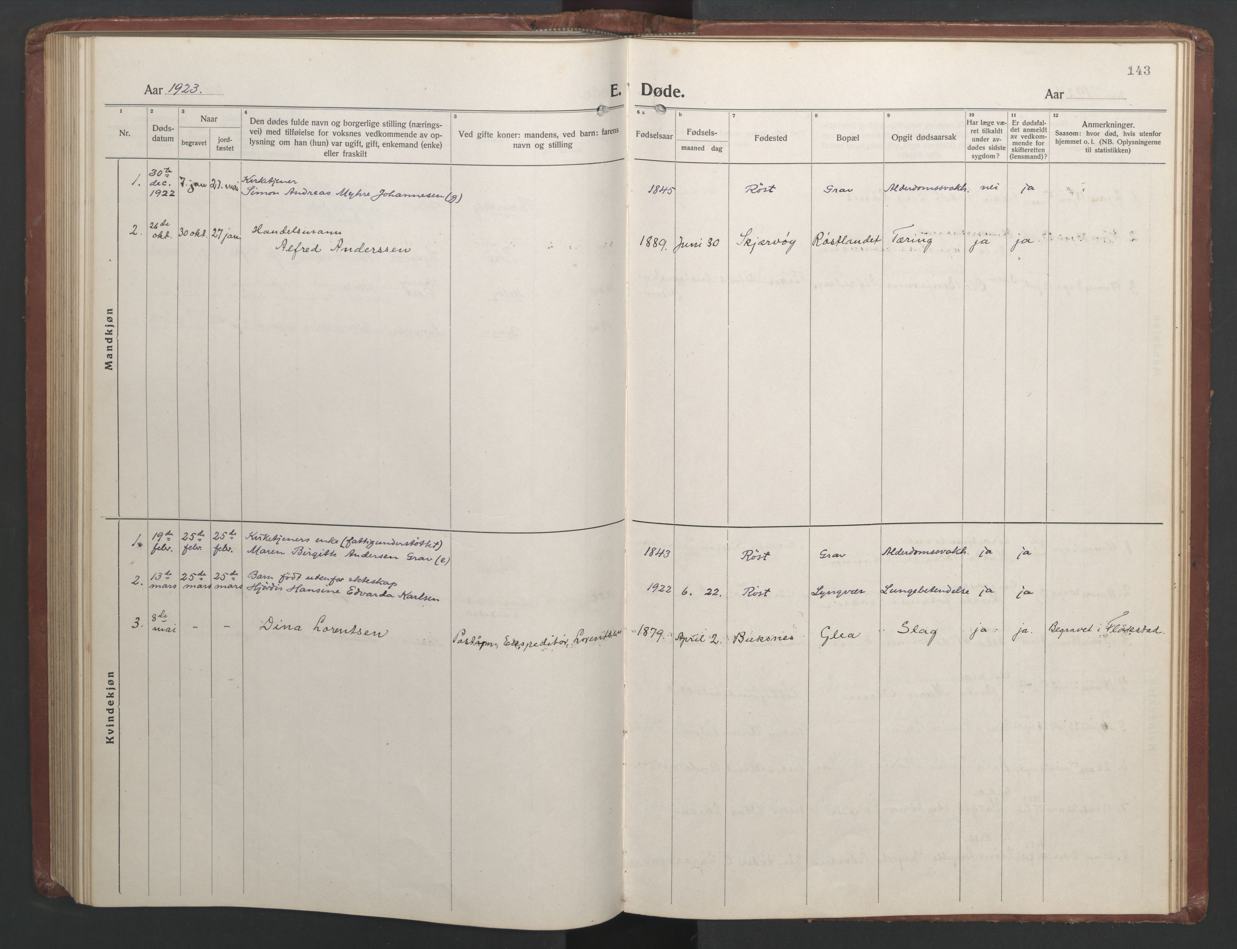 Ministerialprotokoller, klokkerbøker og fødselsregistre - Nordland, AV/SAT-A-1459/808/L0132: Klokkerbok nr. 808C03, 1920-1946, s. 143