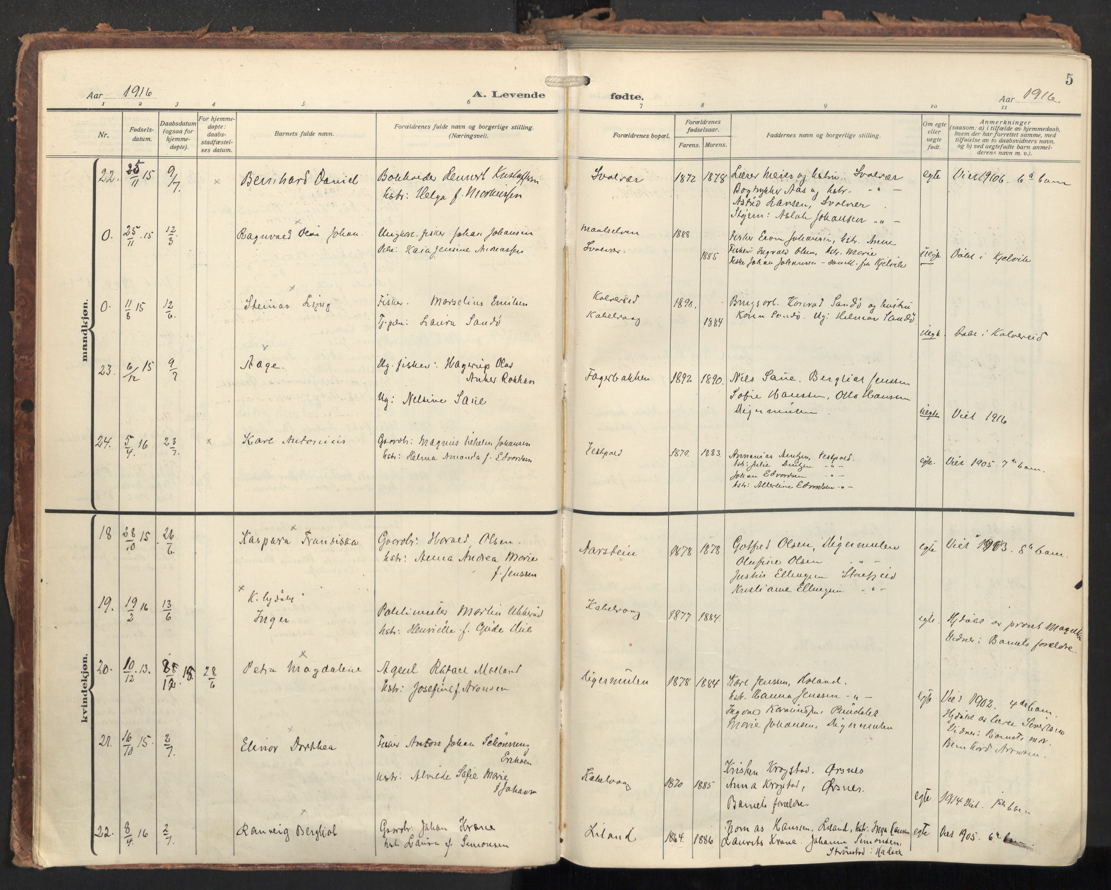 Ministerialprotokoller, klokkerbøker og fødselsregistre - Nordland, AV/SAT-A-1459/874/L1064: Ministerialbok nr. 874A08, 1915-1926, s. 5
