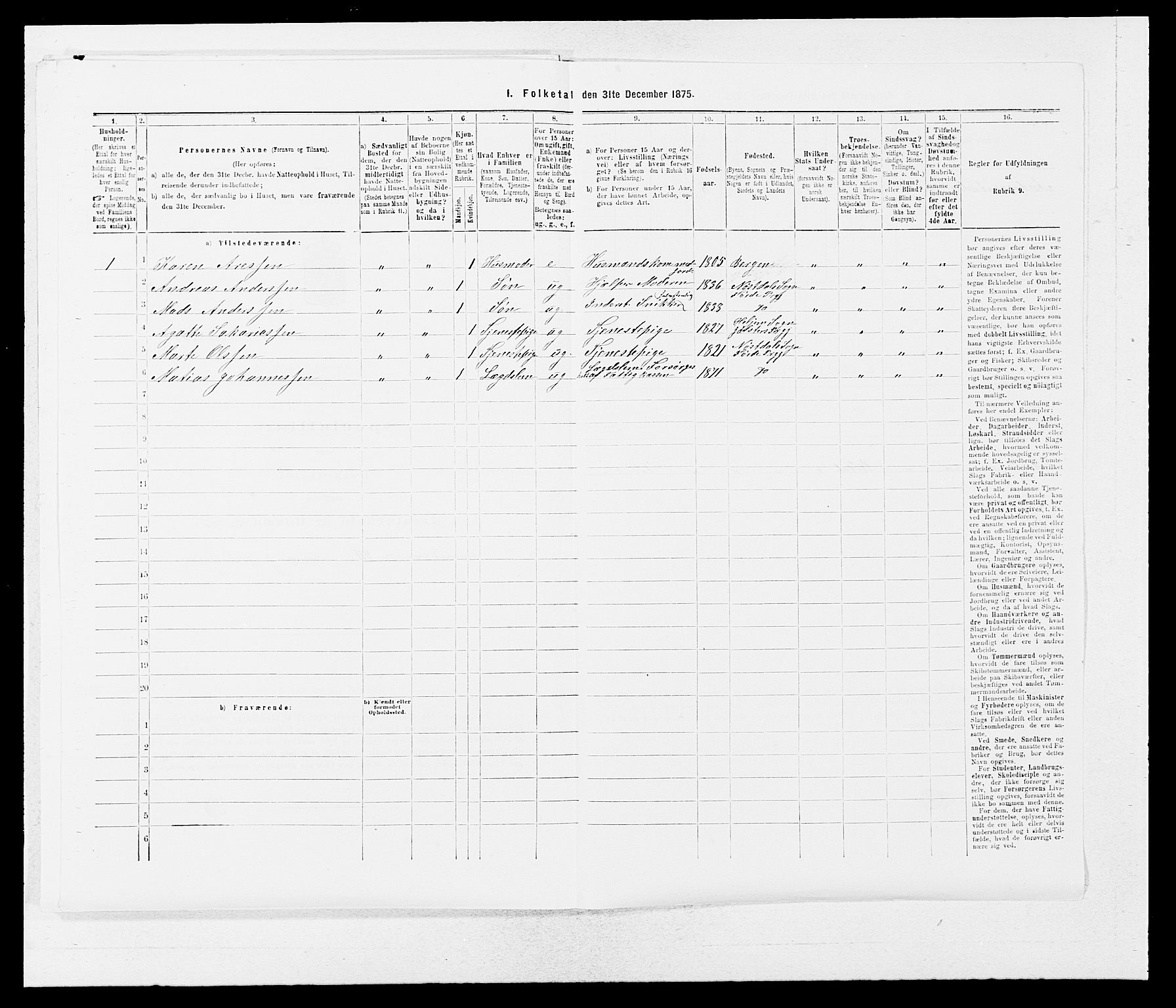 SAB, Folketelling 1875 for 1432P Førde prestegjeld, 1875, s. 1042