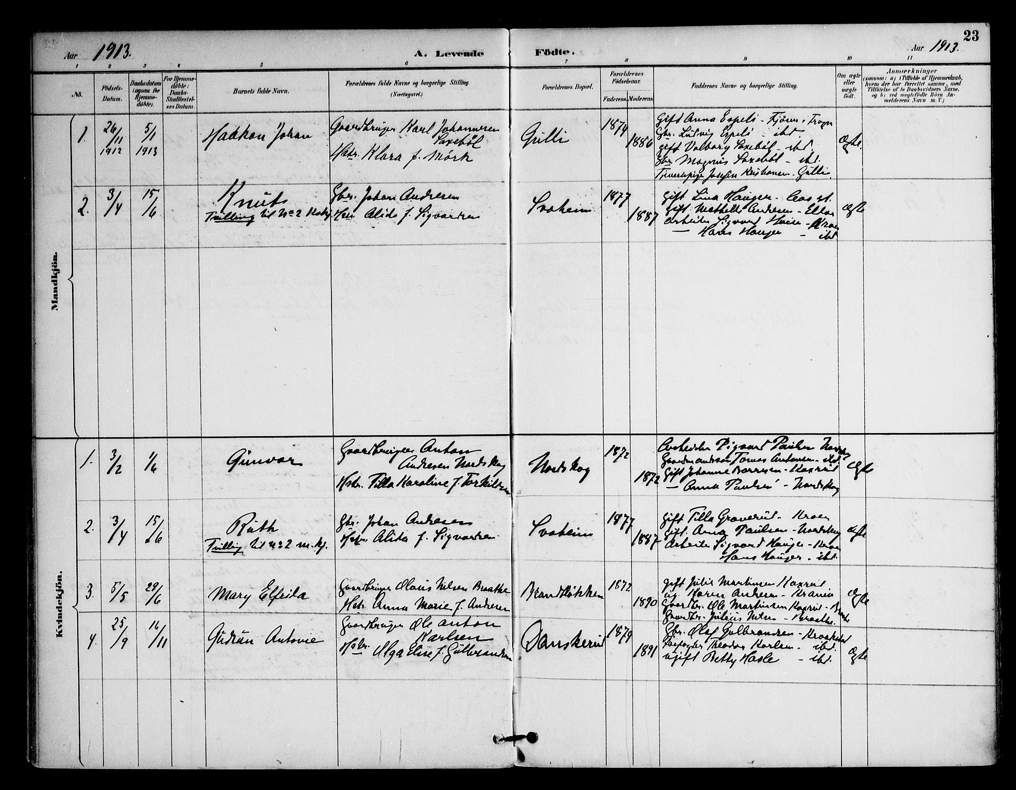 Ås prestekontor Kirkebøker, AV/SAO-A-10894/F/Fc/L0002: Ministerialbok nr. III 2, 1892-1924, s. 23