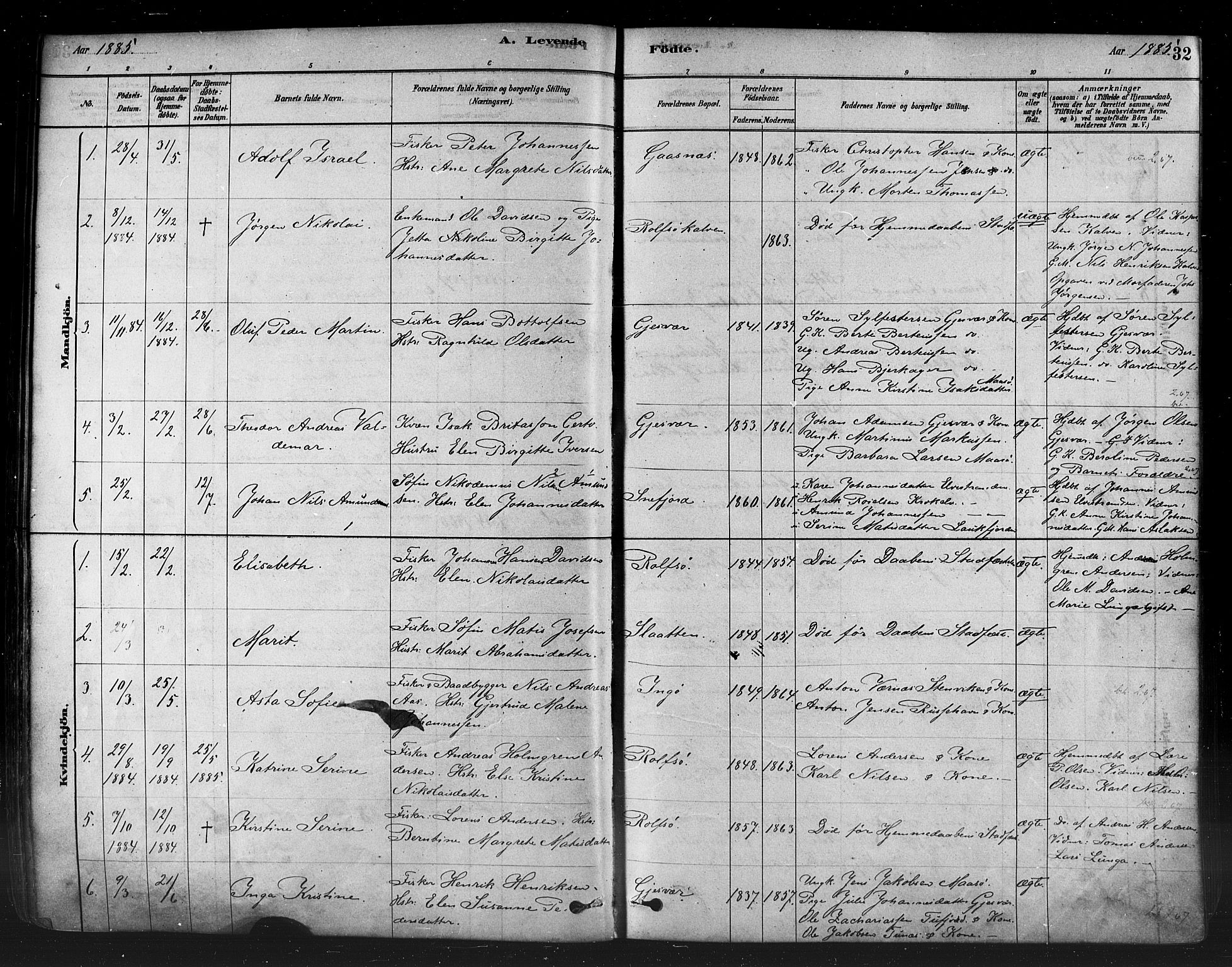 Måsøy sokneprestkontor, AV/SATØ-S-1348/H/Ha/L0004kirke: Ministerialbok nr. 4, 1878-1891, s. 32
