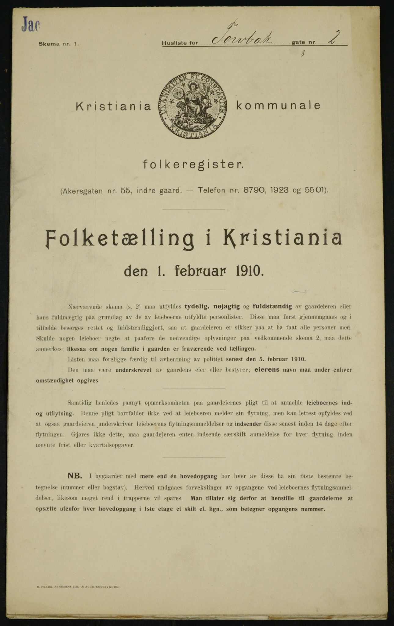 OBA, Kommunal folketelling 1.2.1910 for Kristiania, 1910, s. 109167