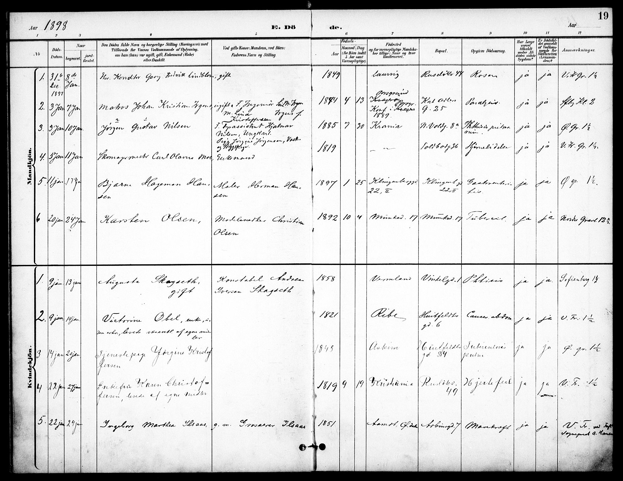 Johannes prestekontor Kirkebøker, AV/SAO-A-10852/F/Fa/L0008: Ministerialbok nr. 8, 1897-1917, s. 19