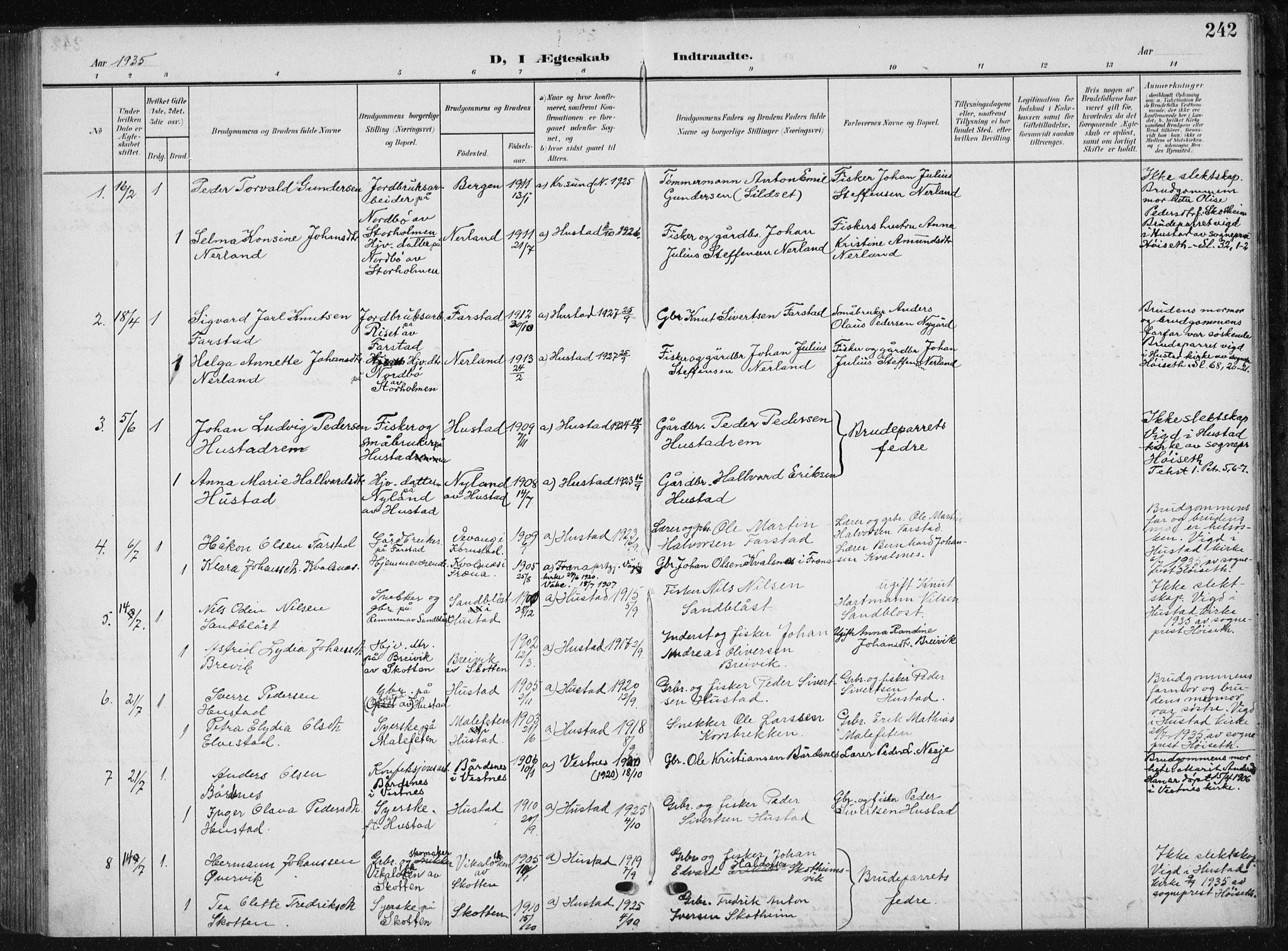 Ministerialprotokoller, klokkerbøker og fødselsregistre - Møre og Romsdal, AV/SAT-A-1454/567/L0784: Klokkerbok nr. 567C04, 1903-1938, s. 242