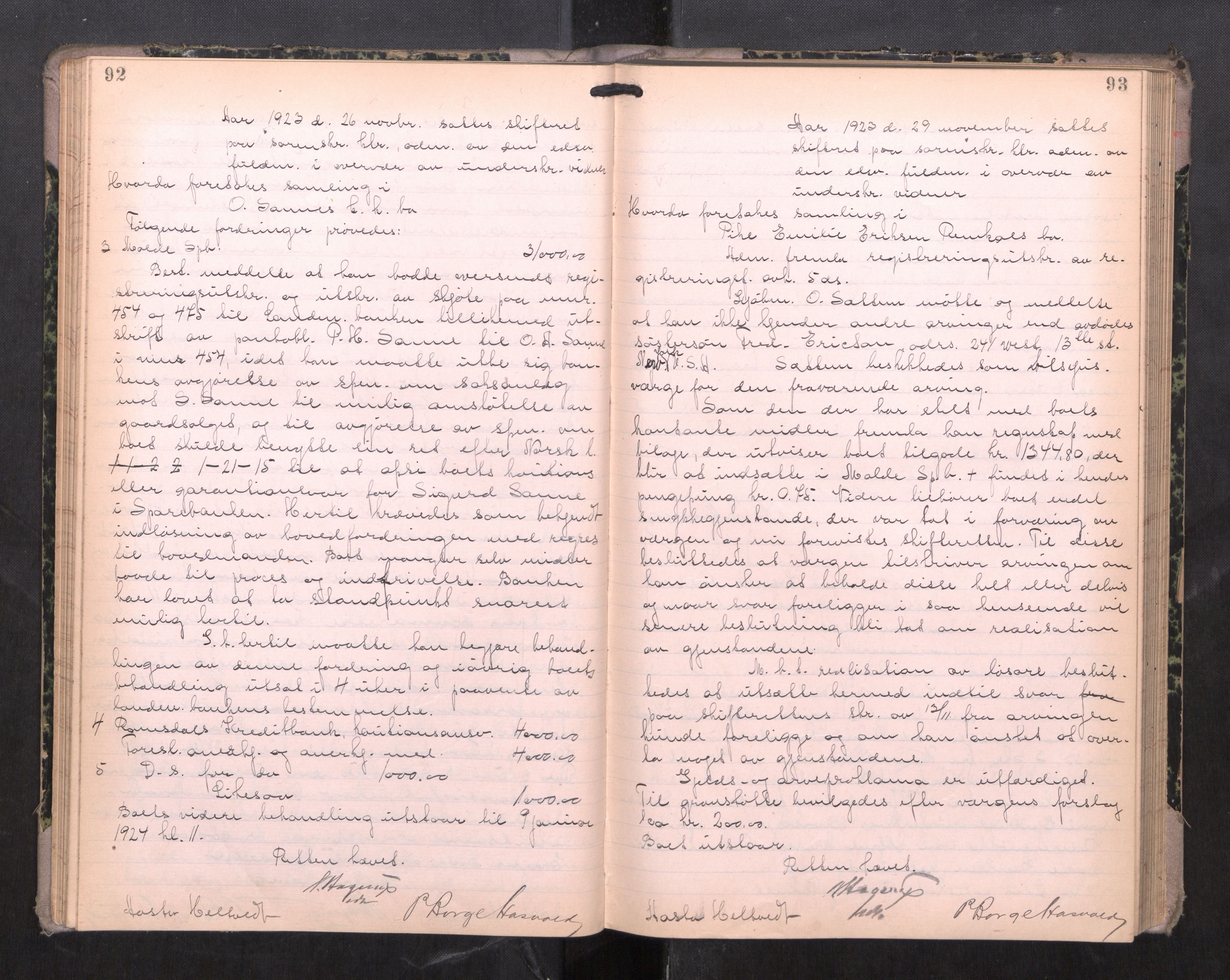 Romsdal sorenskriveri, AV/SAT-A-4149/1/3/3B/L0009: Skiftebehandlingsprotokoll, 1922-1928, s. 92-93
